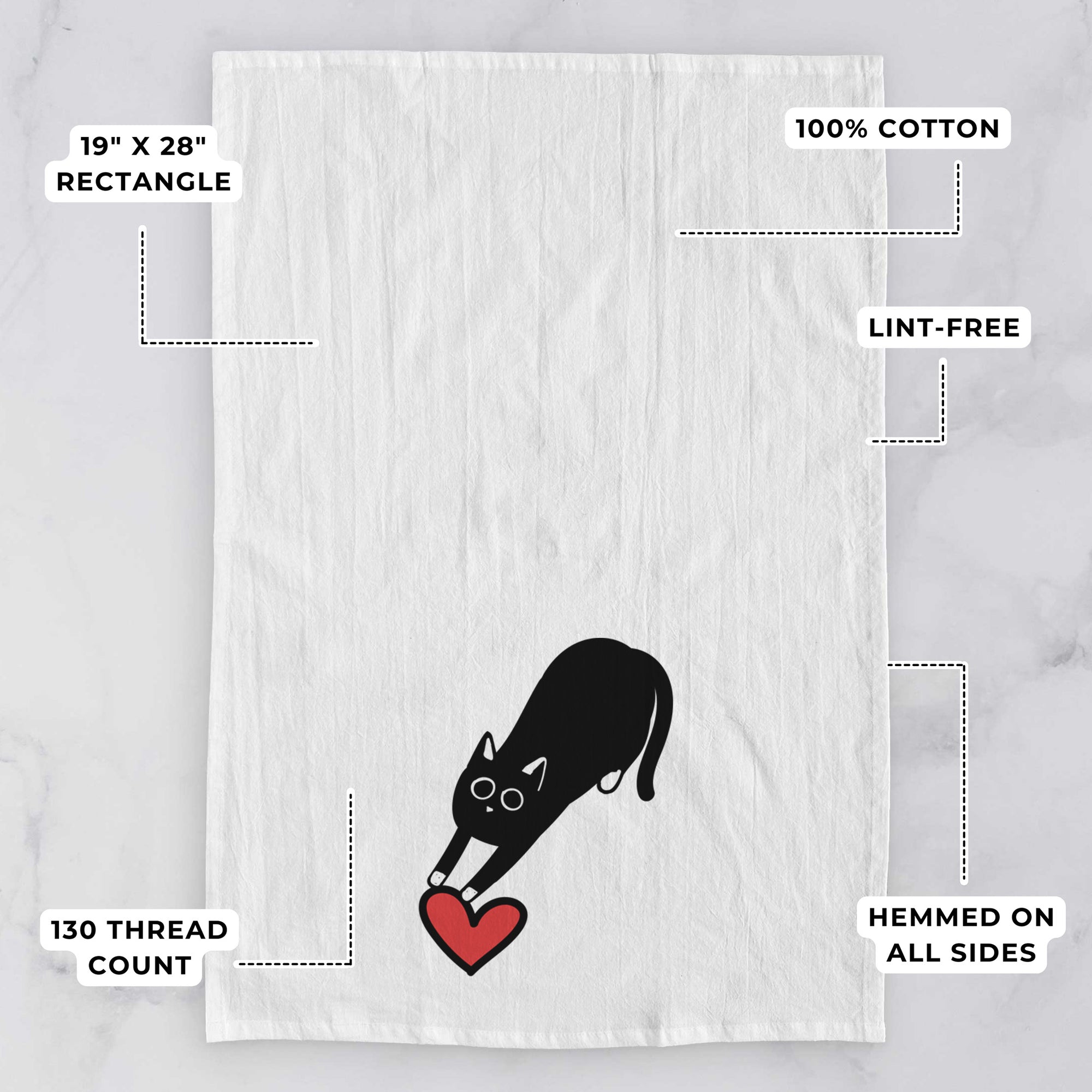 Love Always Black Cat - Bug - Tea Towel