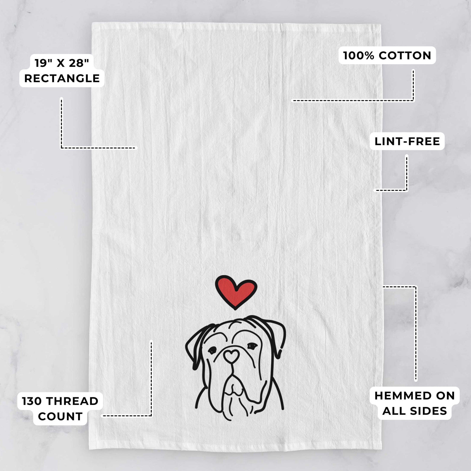 Love Always Bull Mastiff - Vivian - Tea Towel