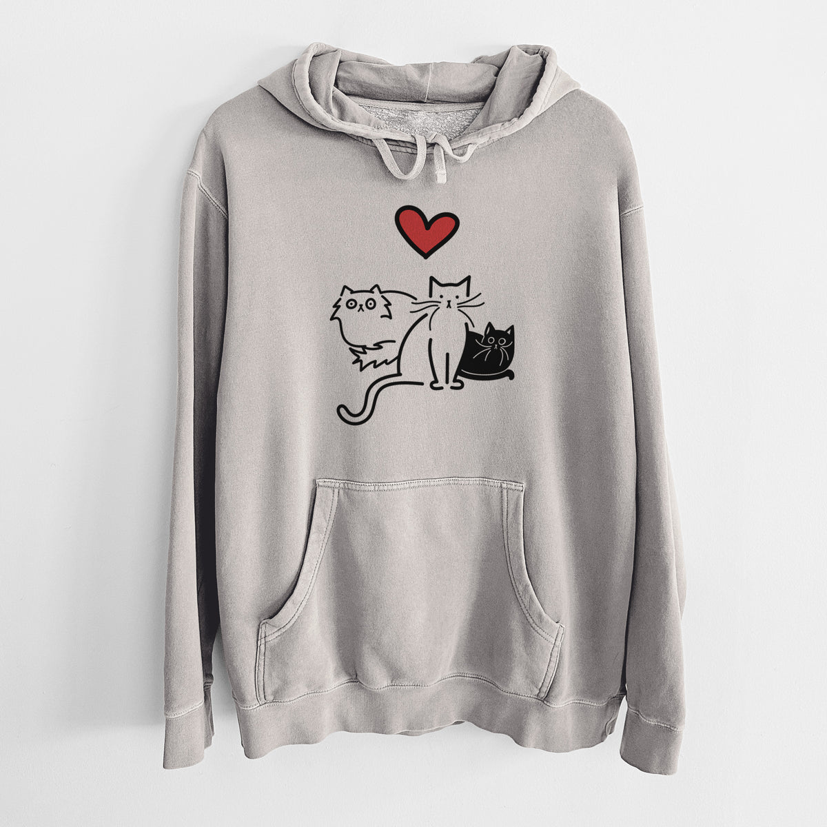 Love Always Cats - Cats - Unisex Pigment Dyed Hoodie