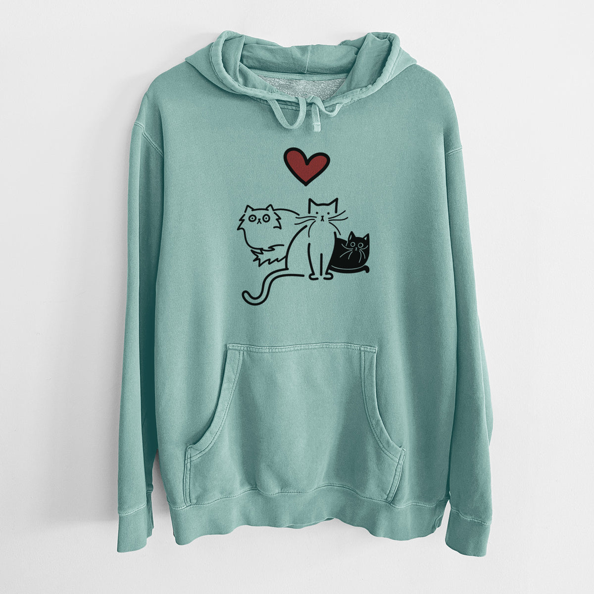Love Always Cats - Cats - Unisex Pigment Dyed Hoodie