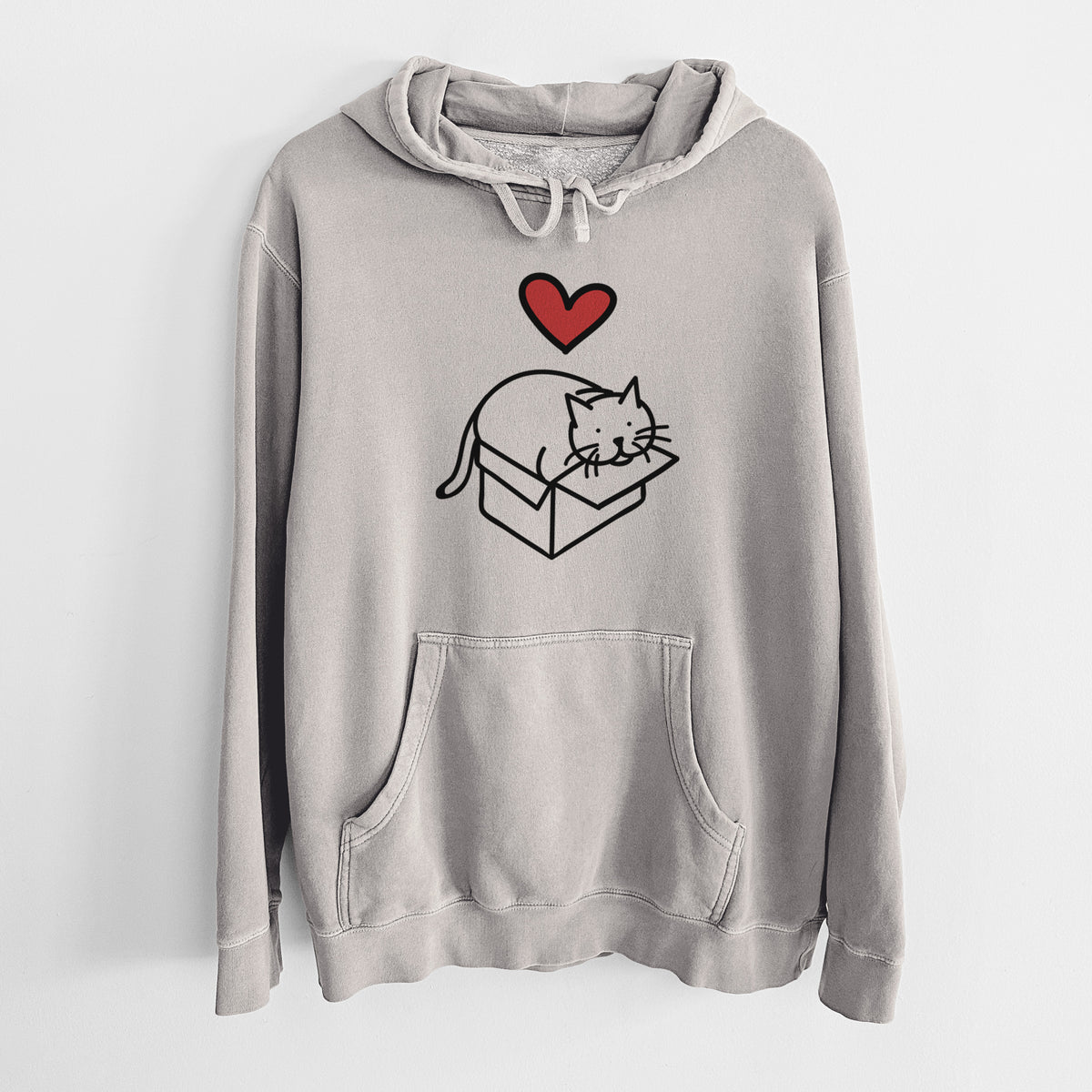 Love Always Cat in a Box - Charlie - Unisex Pigment Dyed Hoodie