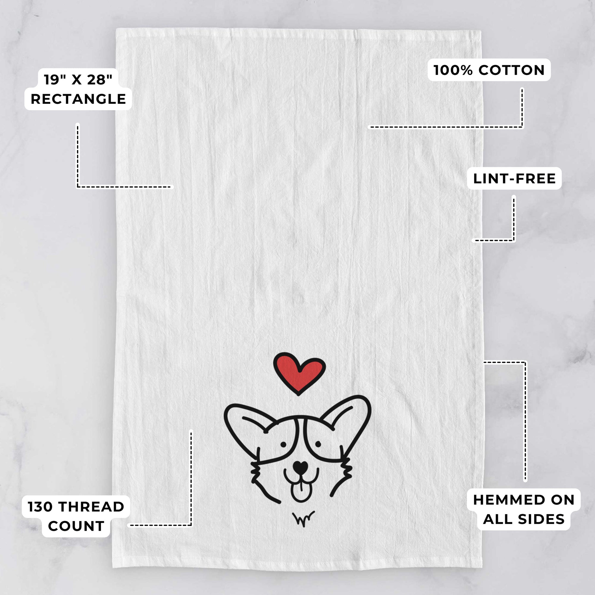 Love Always Corgi - Tea Towel