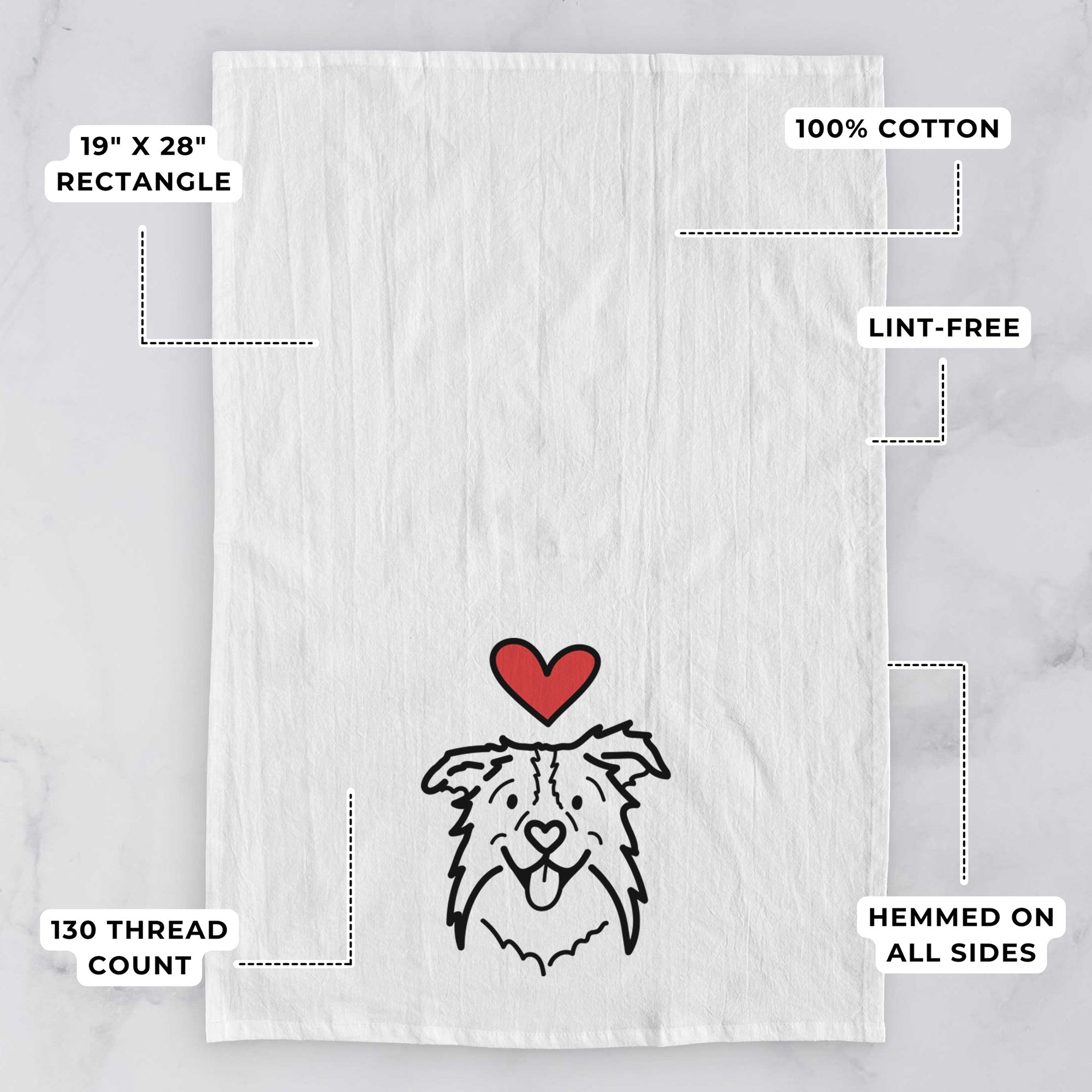 Love Always Border Collie - Cricket - Tea Towel