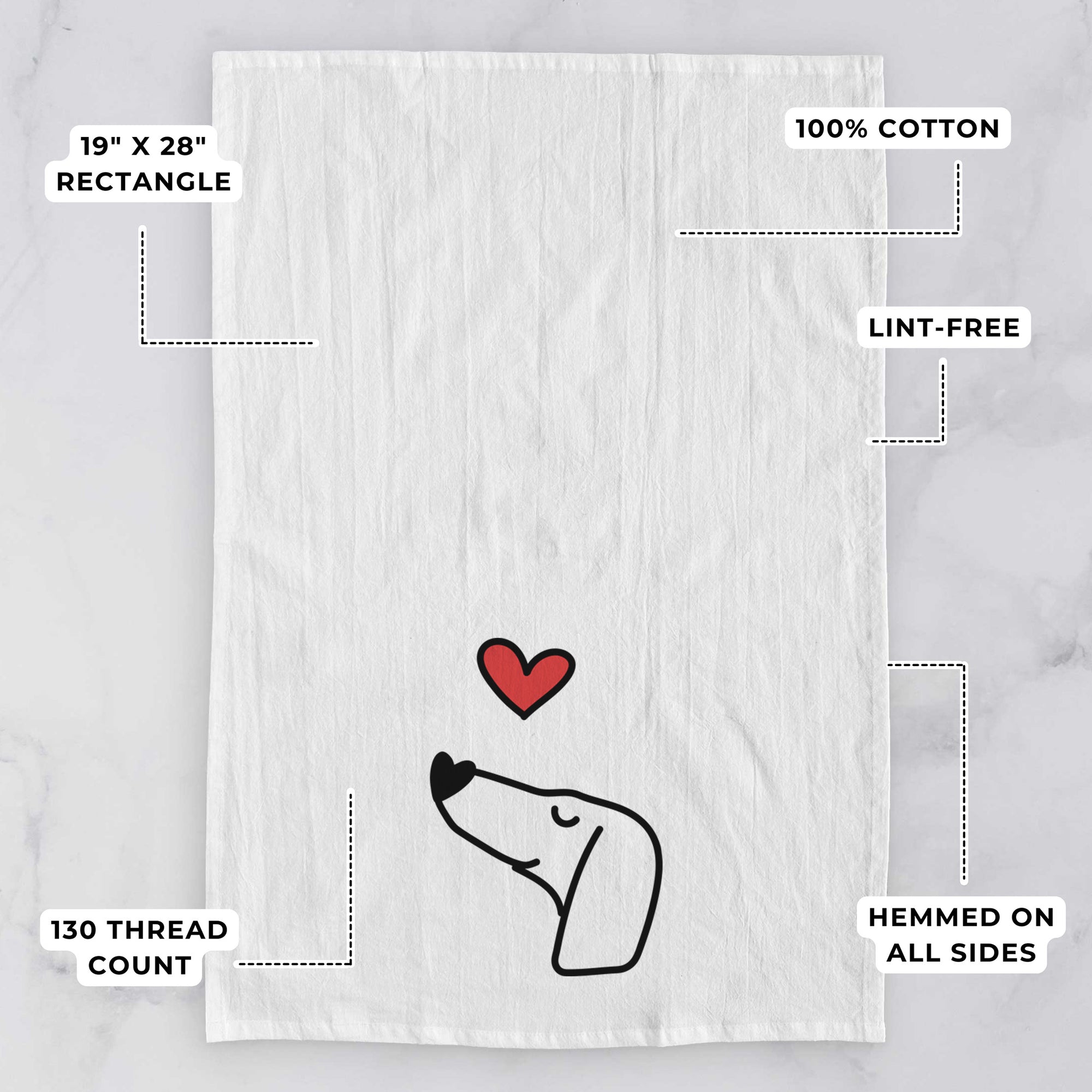 Love Always Dachshund - Tea Towel