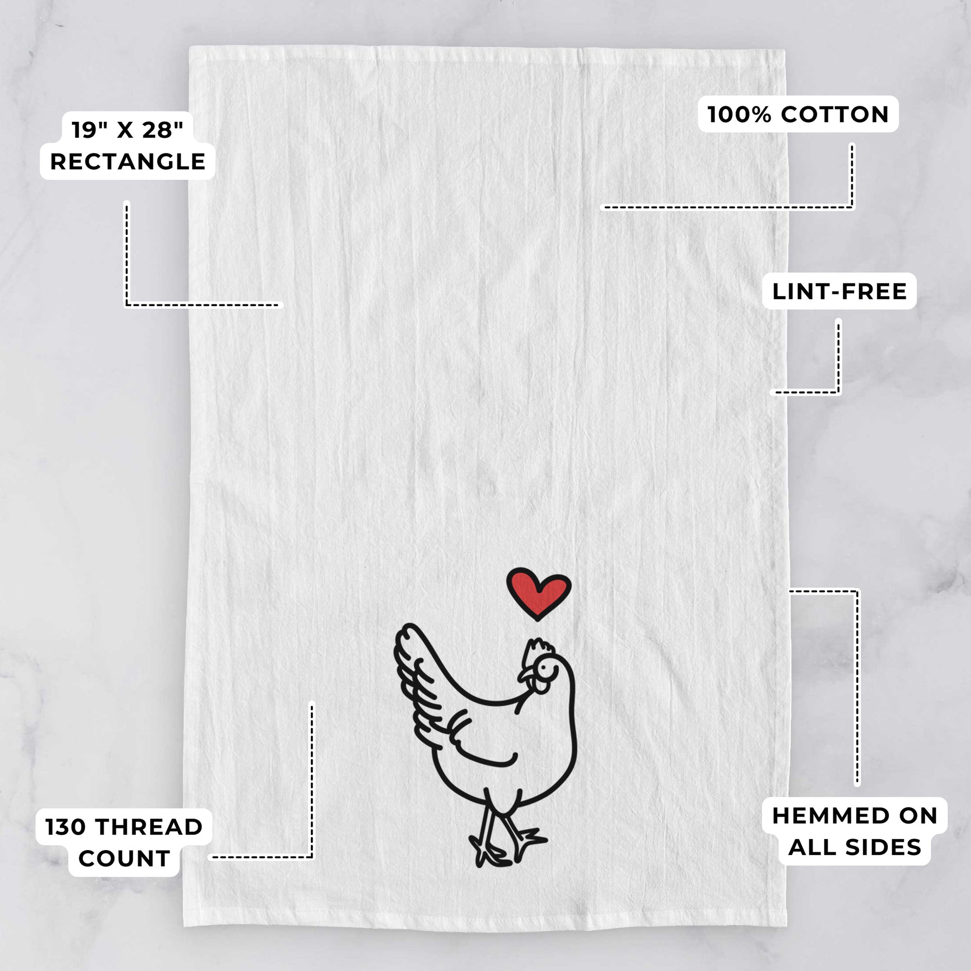 Love Always Chicken - Daisy - Tea Towel