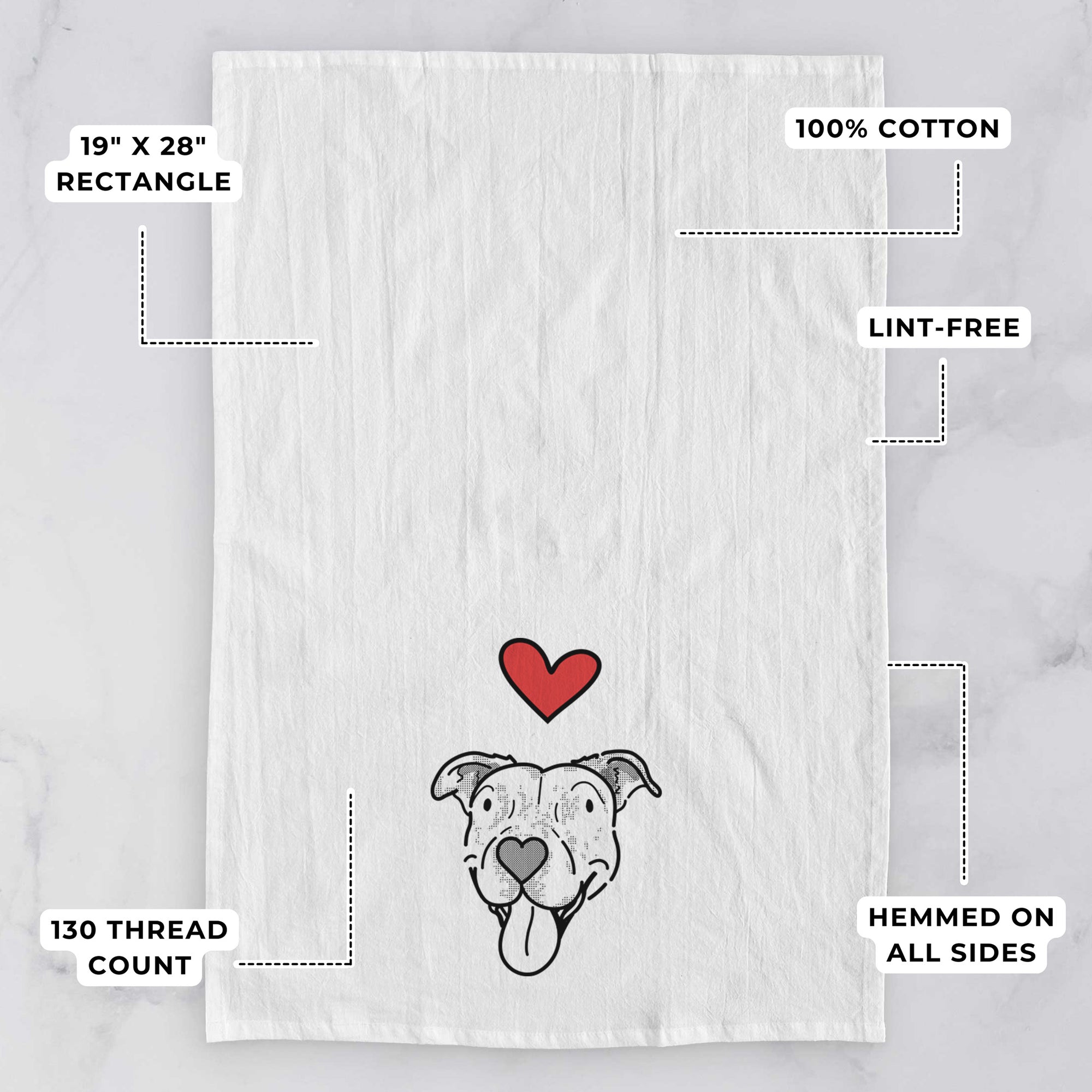 Love Always Pitbull Mix - Dottie - Tea Towel