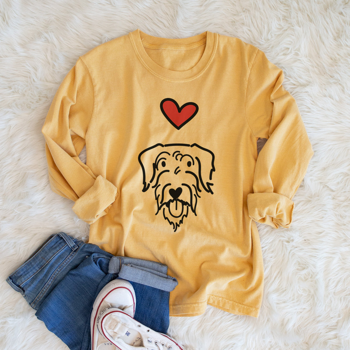 Love Always Doodle - Dug - Heavyweight 100% Cotton Long Sleeve