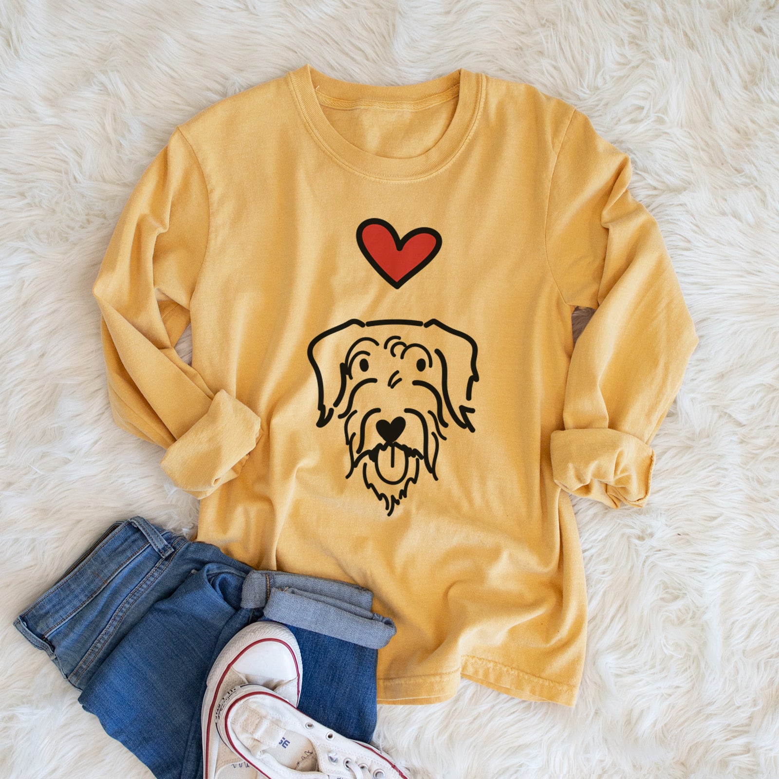 Love Always Doodle - Dug - Heavyweight 100% Cotton Long Sleeve