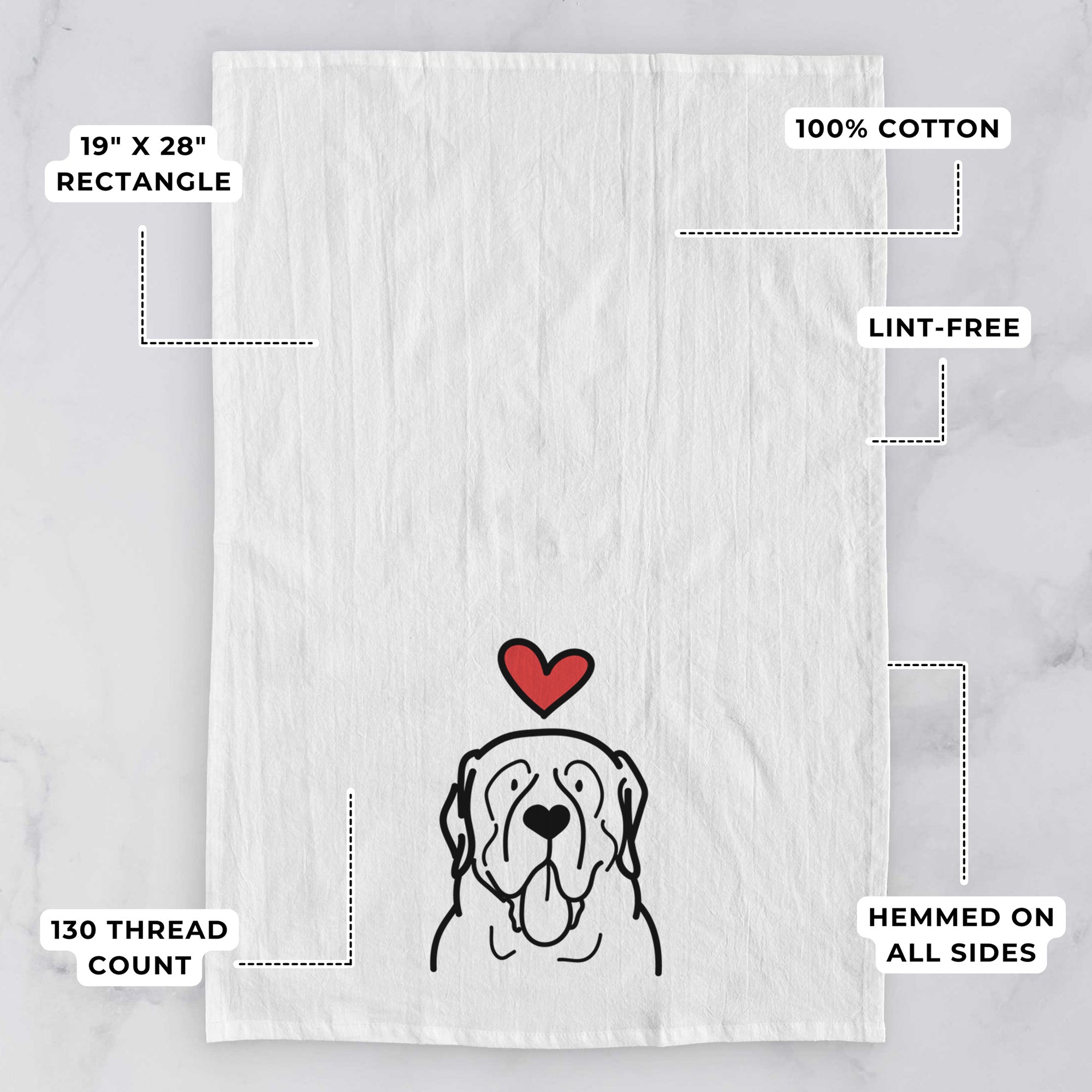 Love Always English Mastiff - Tea Towel