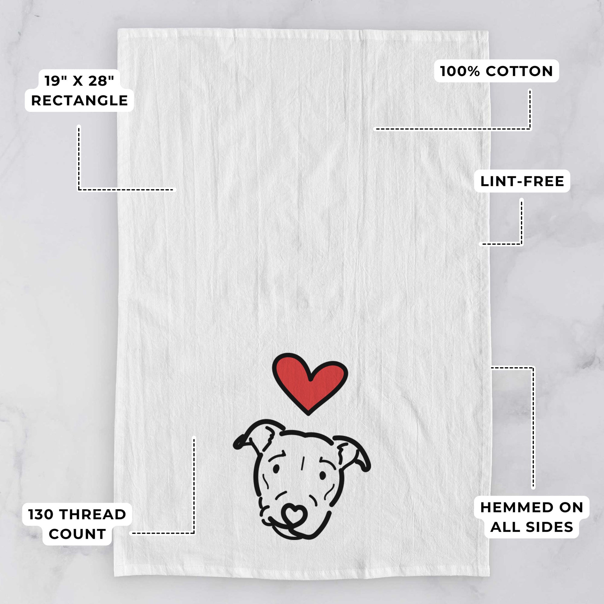 Love Always Pitbull Mix - Ernie - Tea Towel