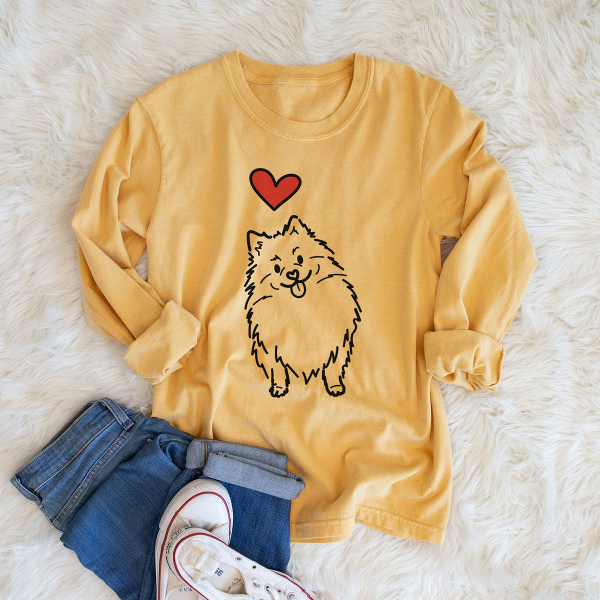 Love Always Pomeranian - Fern - Heavyweight 100% Cotton Long Sleeve