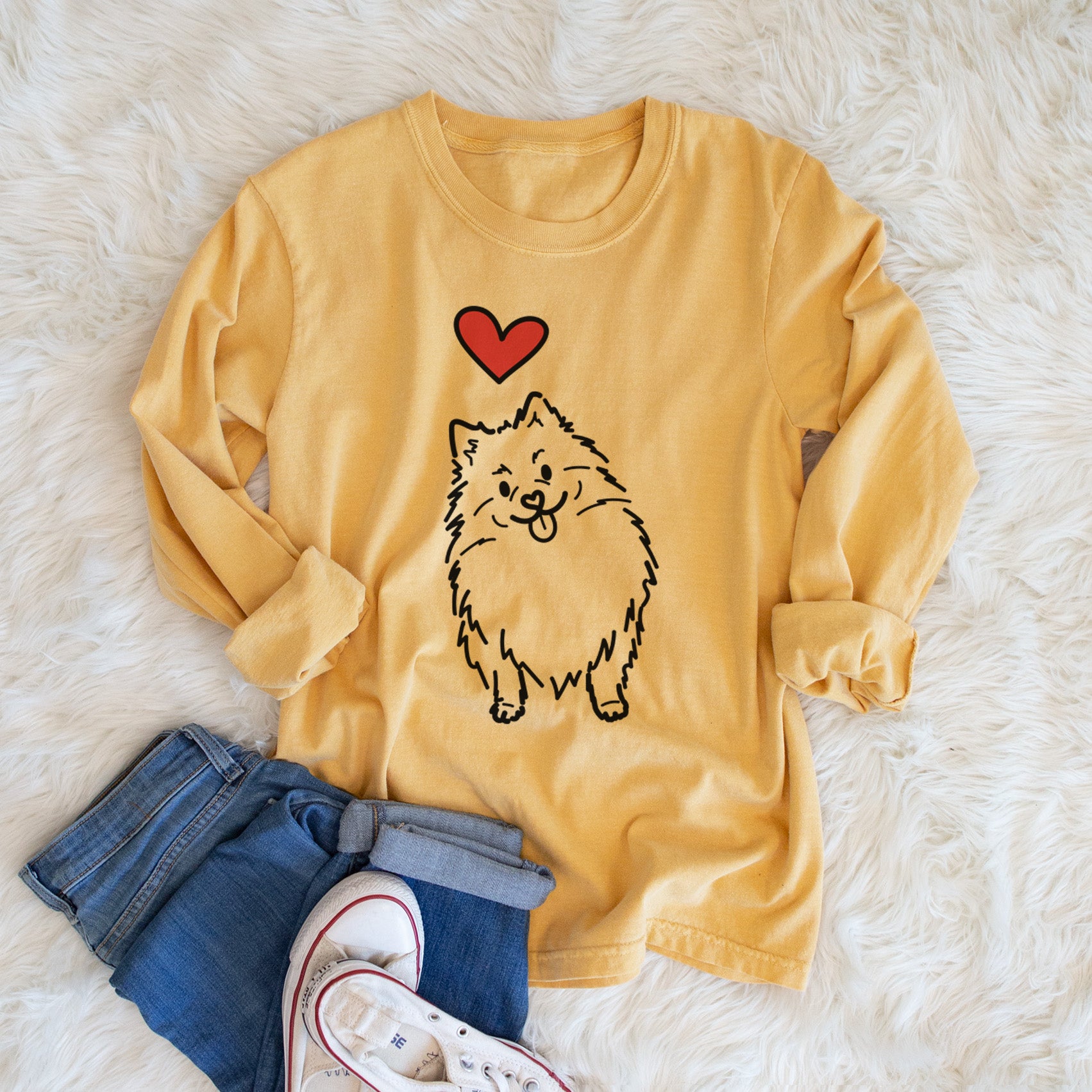 Love Always Pomeranian - Fern - Heavyweight 100% Cotton Long Sleeve
