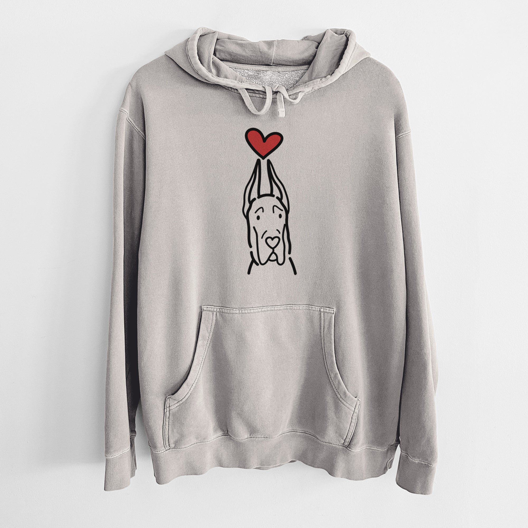 Love Always Great Dane with Cropped Ears - Unisex Pigment Dyed Hoodie