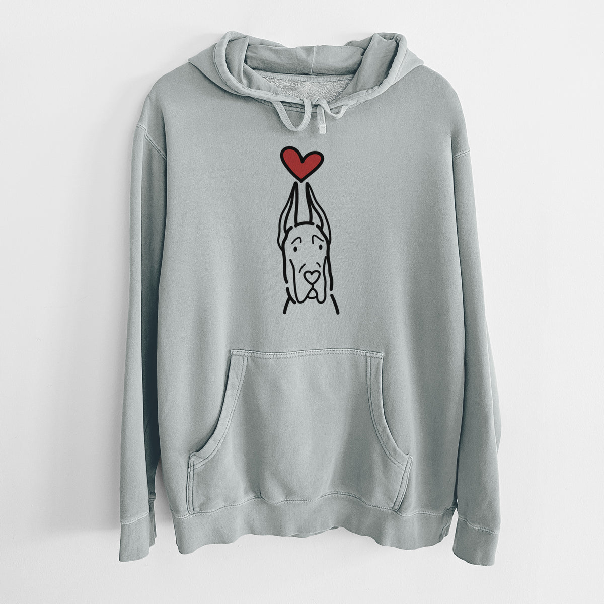 Love Always Great Dane with Cropped Ears - Unisex Pigment Dyed Hoodie