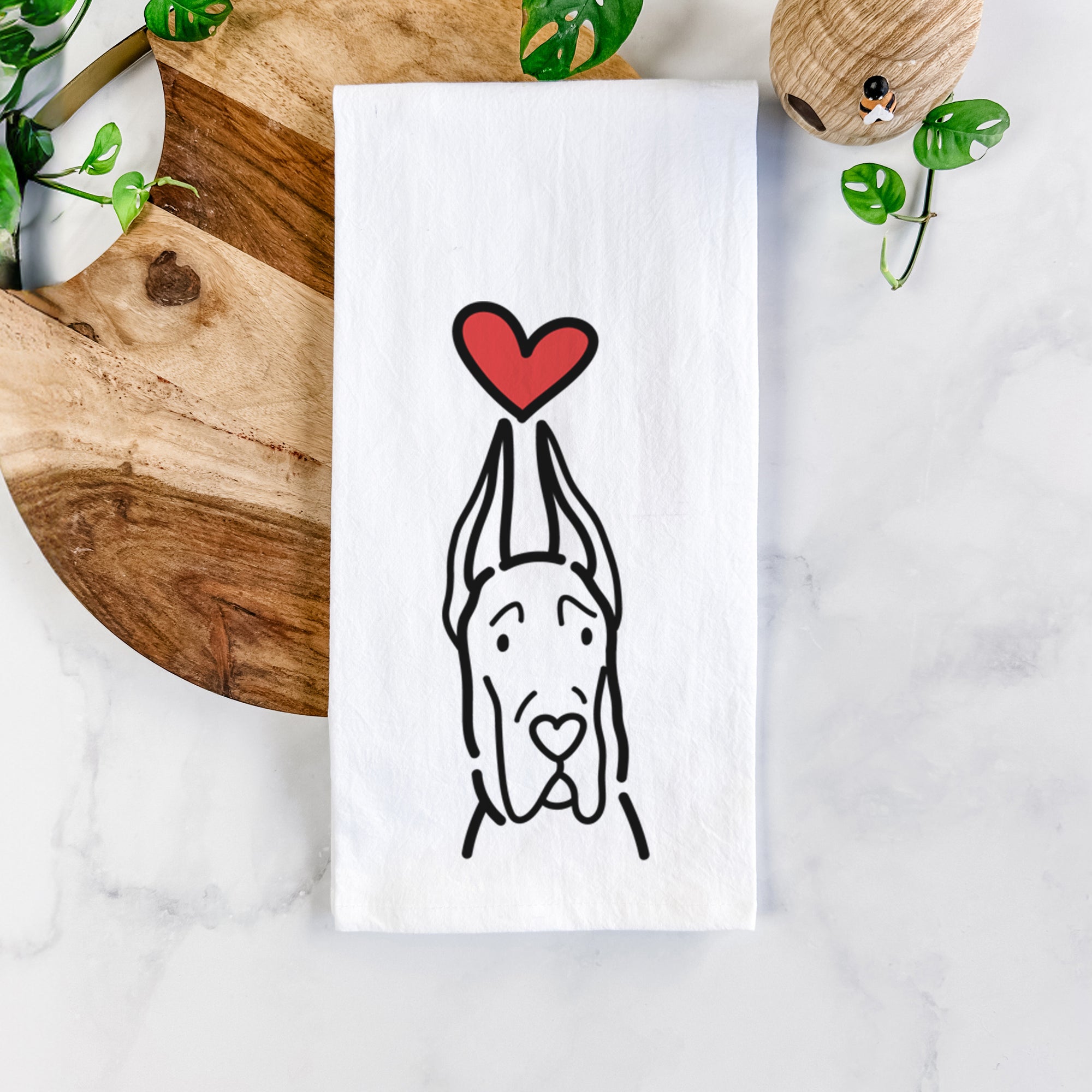 Love Always Great Dane with Cropped Ears - Tea Towel