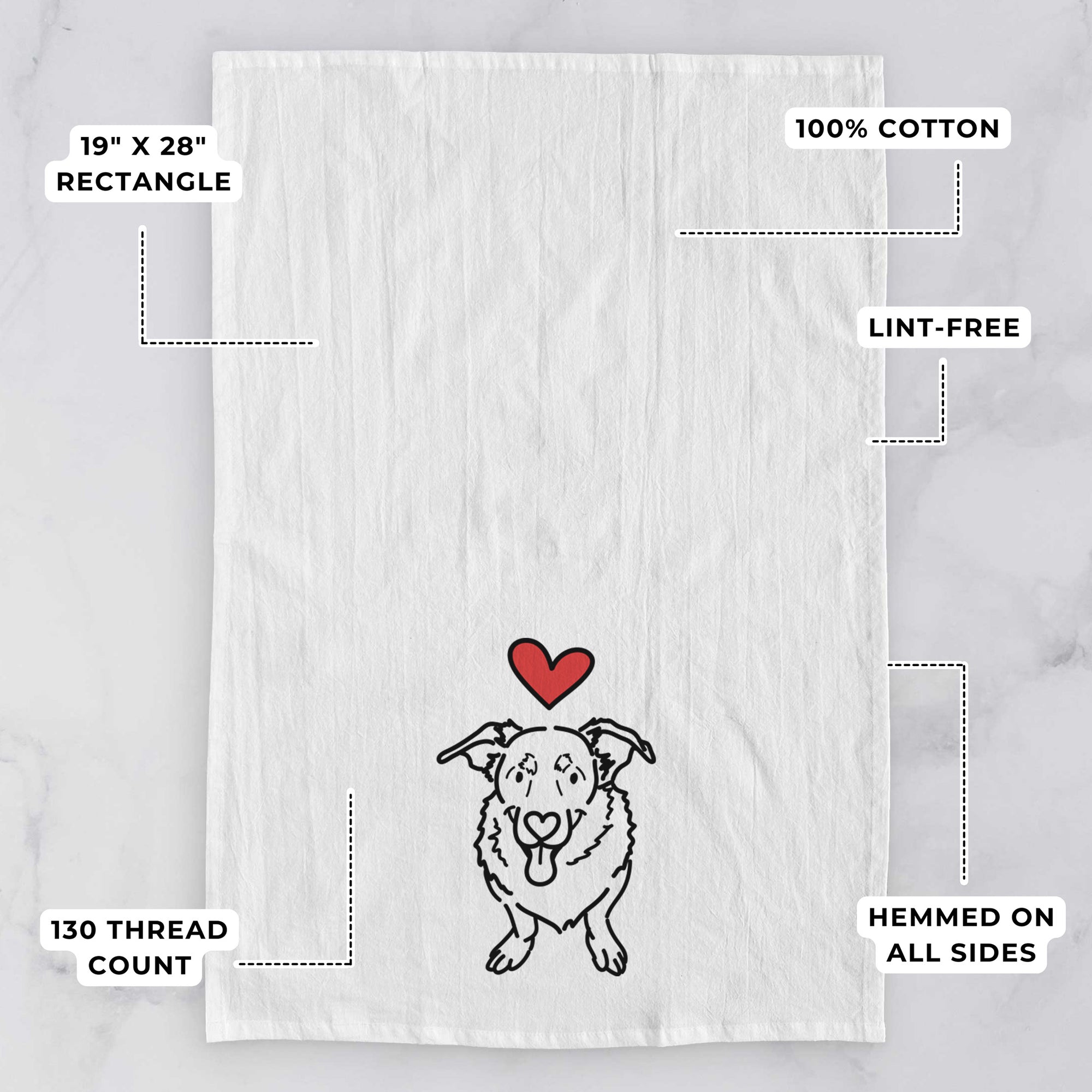 Love Always Basset Hound German Shepherd Mix - Gretchen - Tea Towel