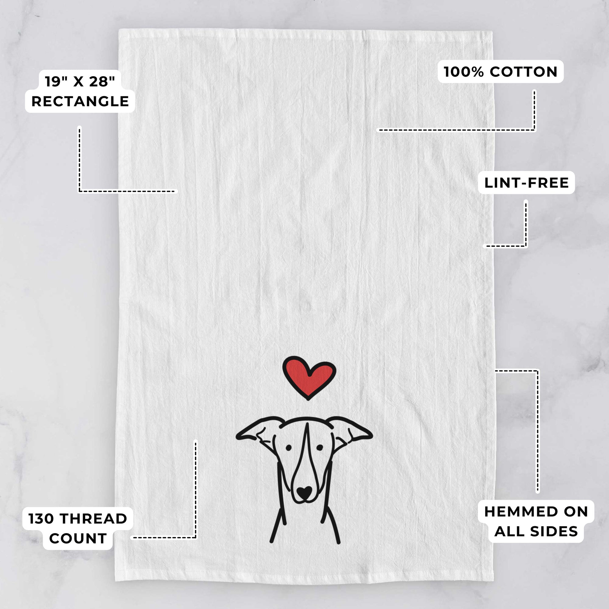 Love Always Greyhound - Tea Towel