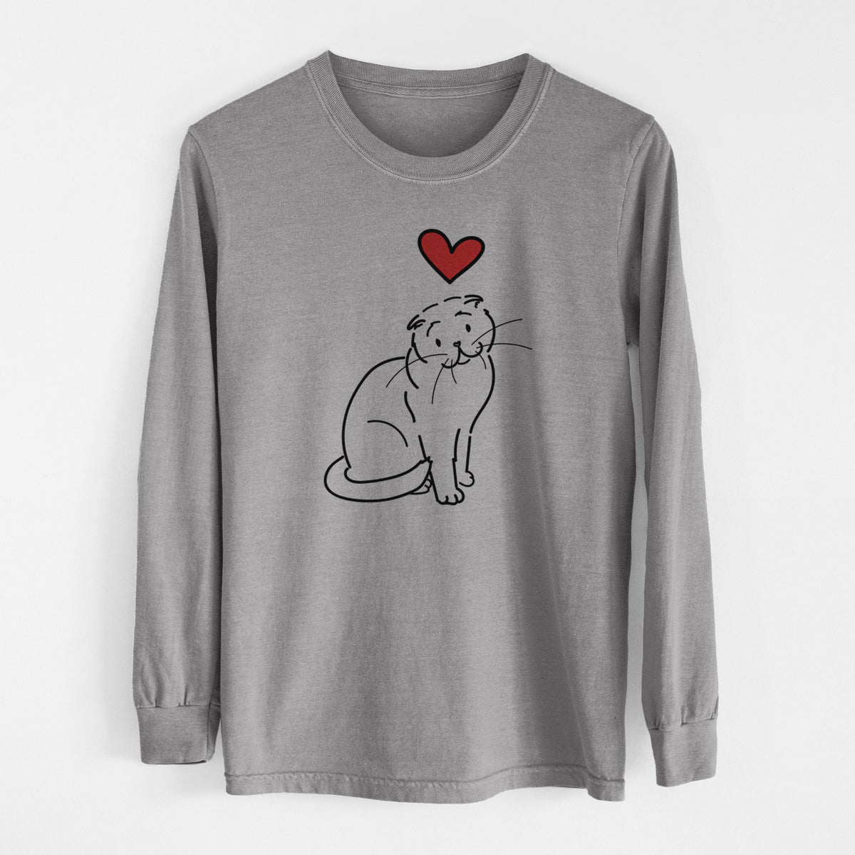 Love Always Scottish Fold Cat - Hank - Heavyweight 100% Cotton Long Sleeve