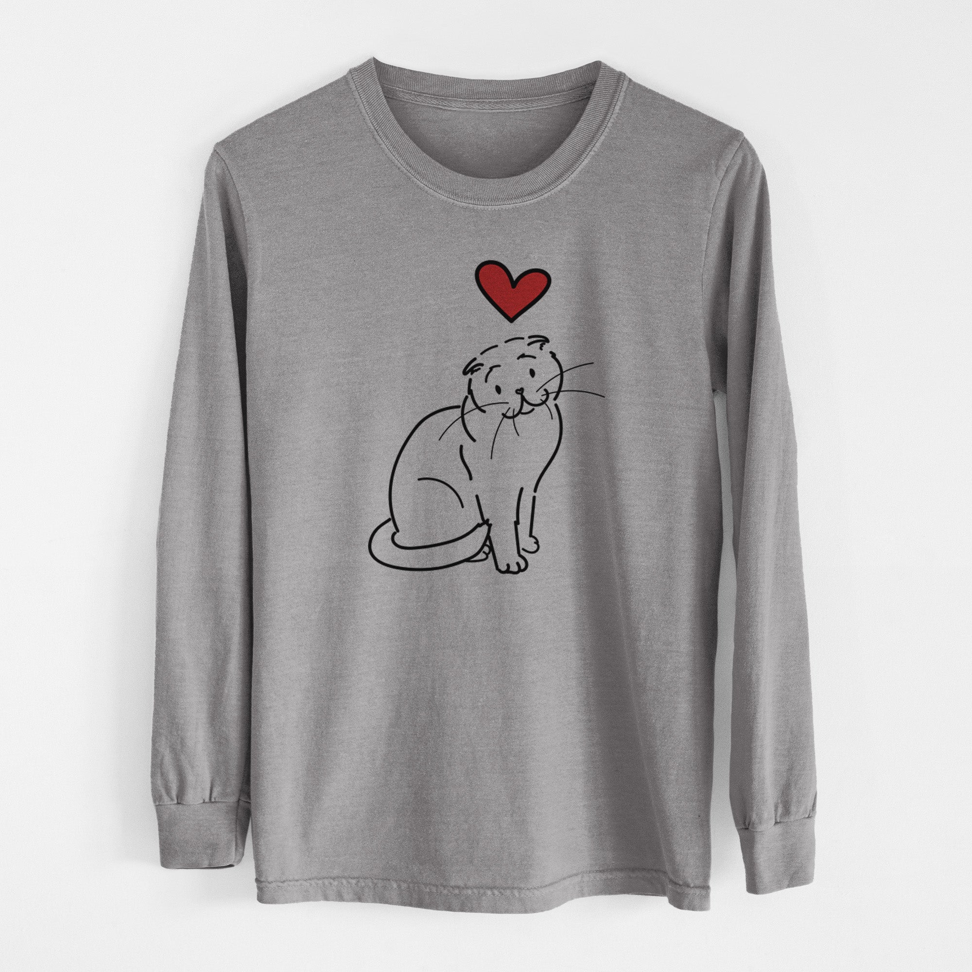 Love Always Scottish Fold Cat - Hank - Heavyweight 100% Cotton Long Sleeve