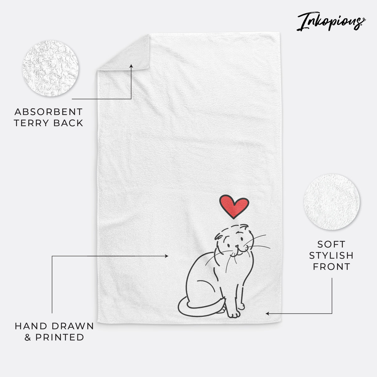 Love Always Scottish Fold Cat - Hank - Hand Towel