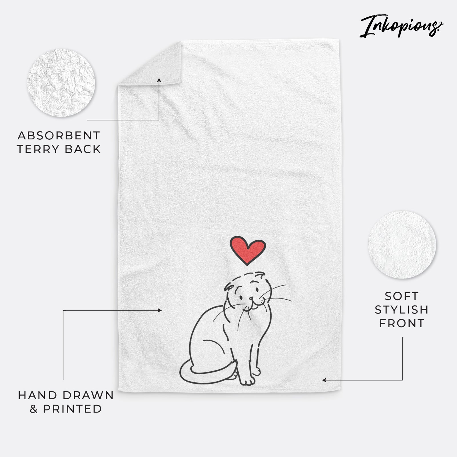 Love Always Scottish Fold Cat - Hank - Hand Towel