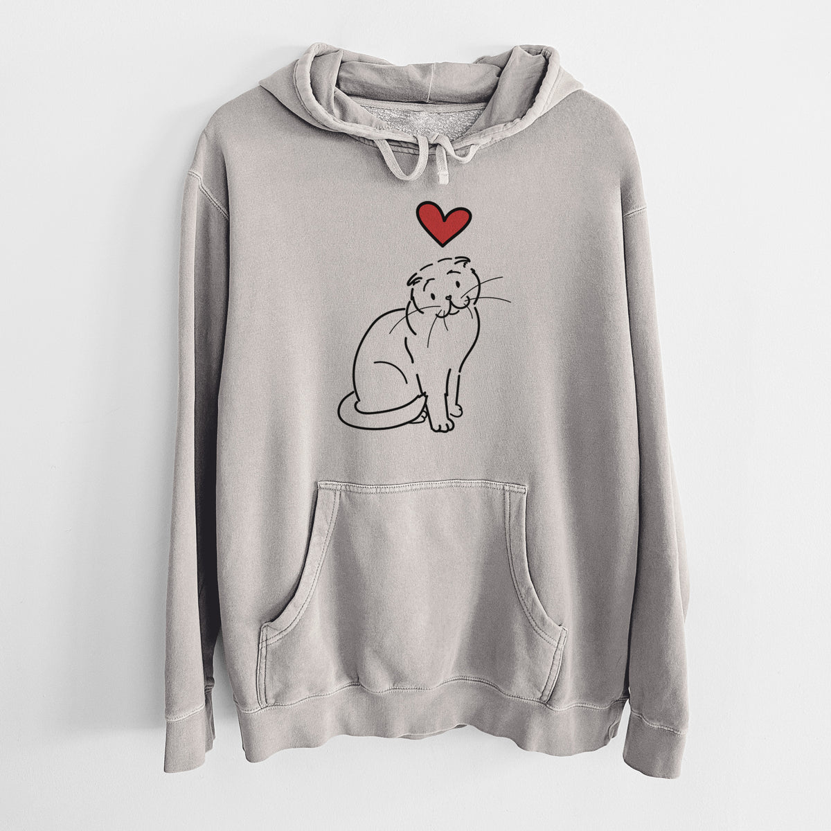Love Always Scottish Fold Cat - Hank - Unisex Pigment Dyed Hoodie