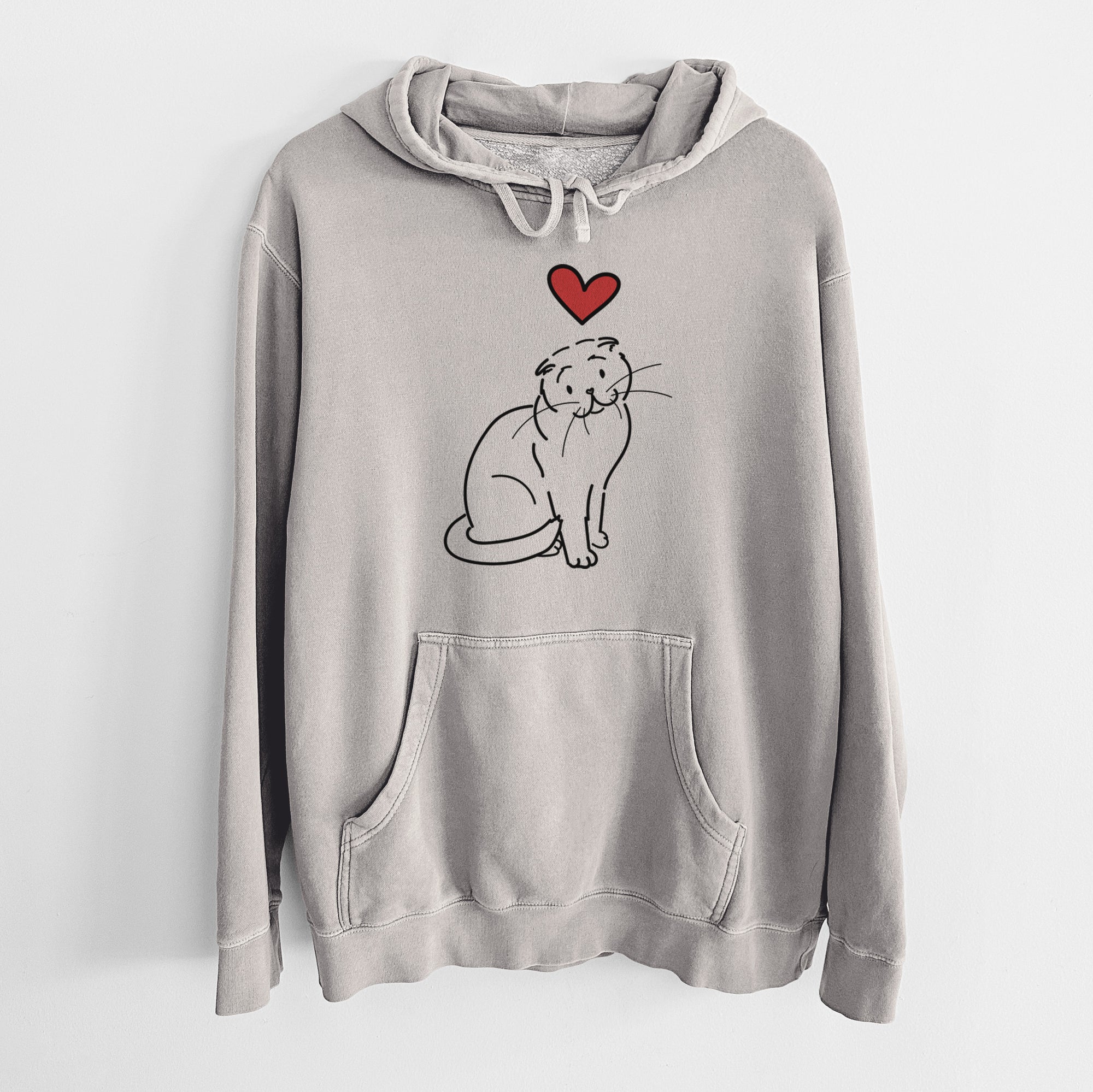 Love Always Scottish Fold Cat - Hank - Unisex Pigment Dyed Hoodie