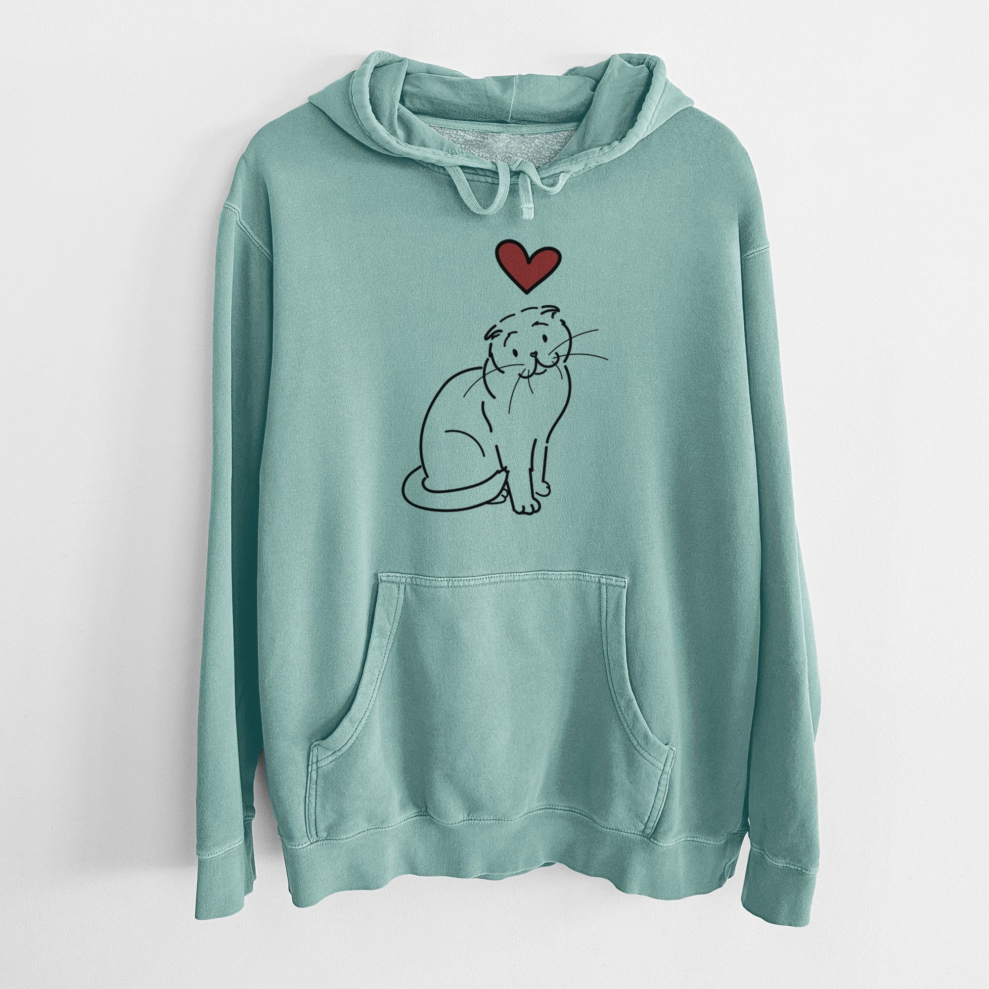 Love Always Scottish Fold Cat - Hank - Unisex Pigment Dyed Hoodie