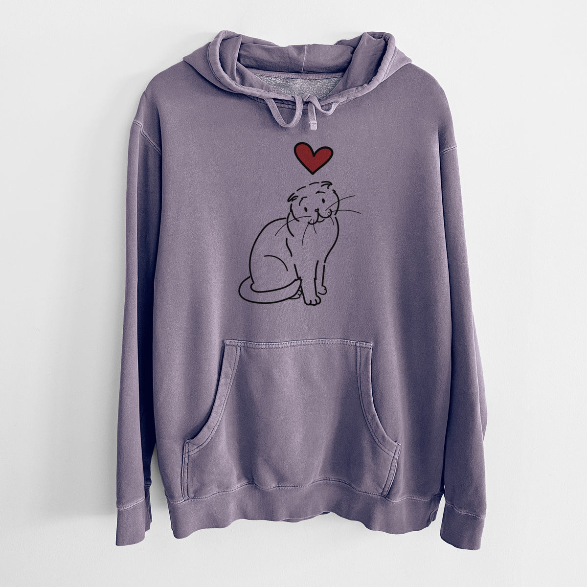 Love Always Scottish Fold Cat - Hank - Unisex Pigment Dyed Hoodie