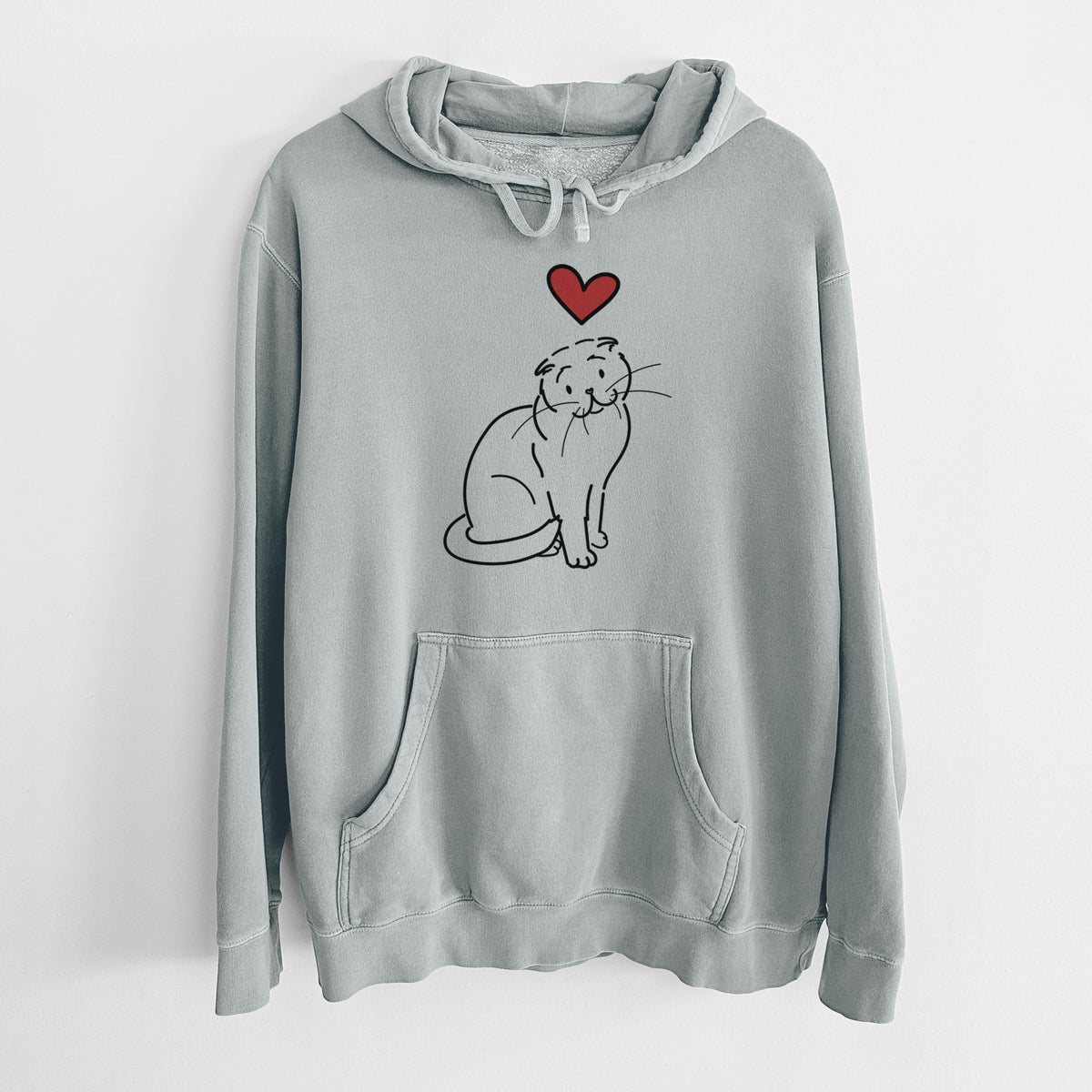 Love Always Scottish Fold Cat - Hank - Unisex Pigment Dyed Hoodie