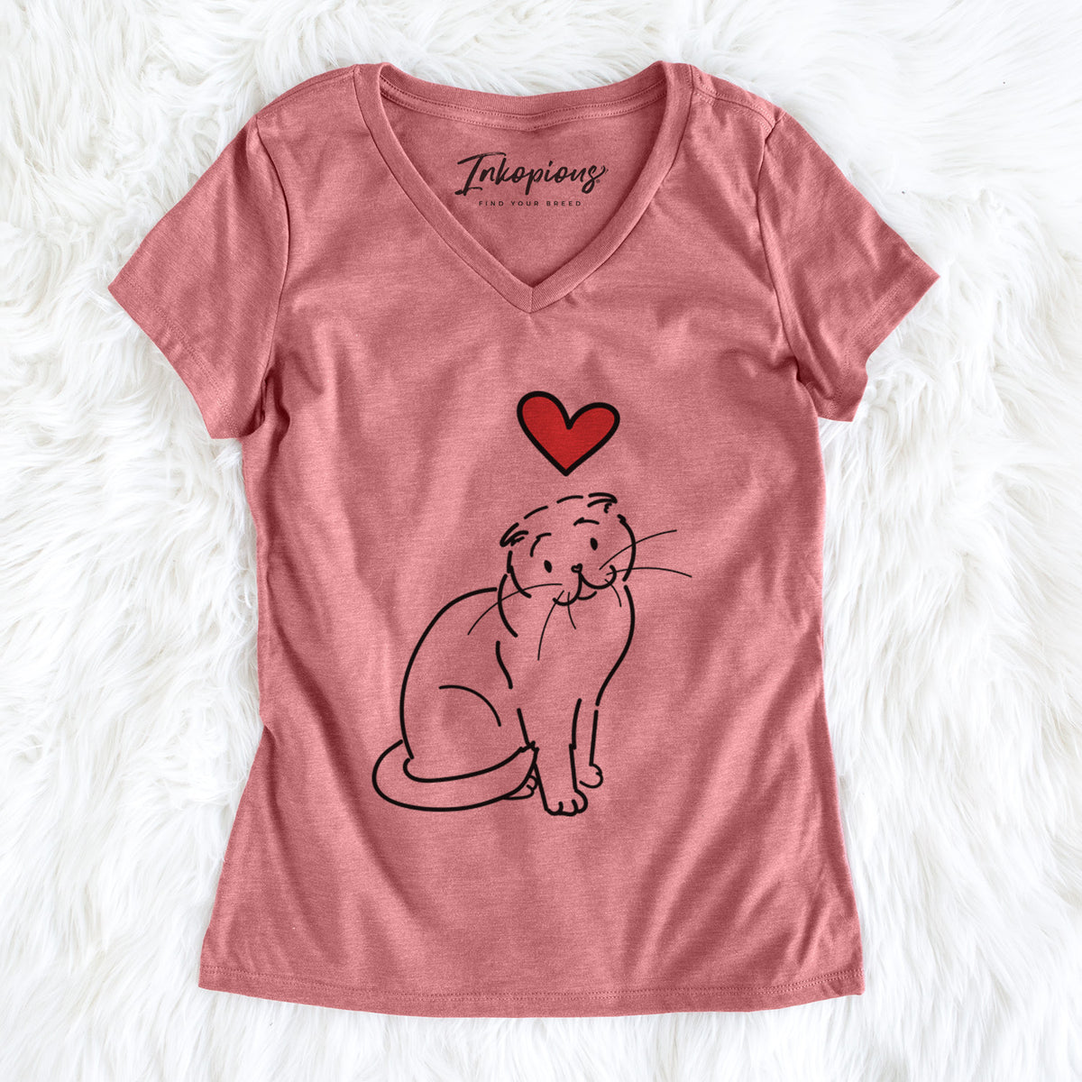 Love Always Scottish Fold Cat - Hank - Women's Perfect V-neck Shirt