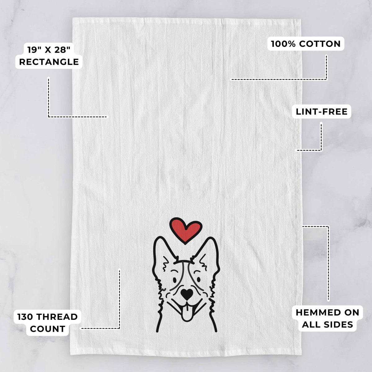 Love Always Heeler - Tea Towel