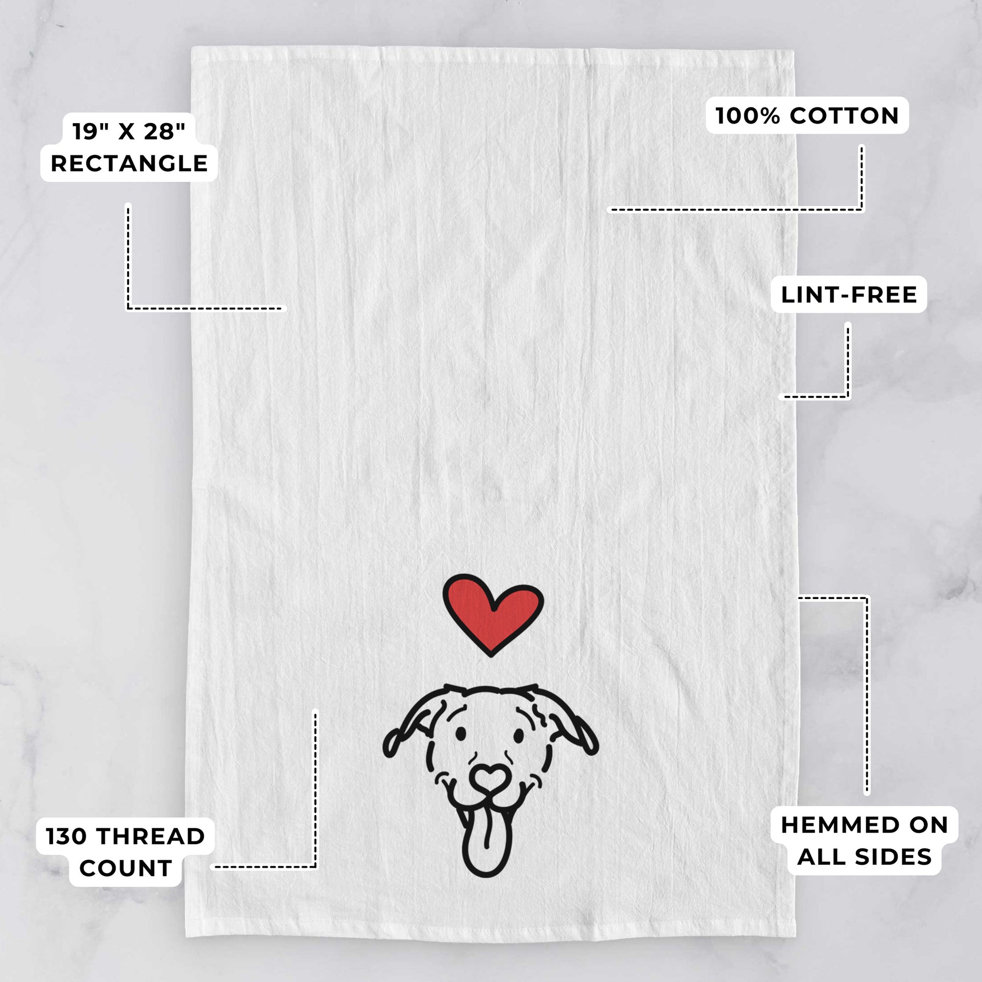 Love Always Pitbull Mix - Hemi - Tea Towel