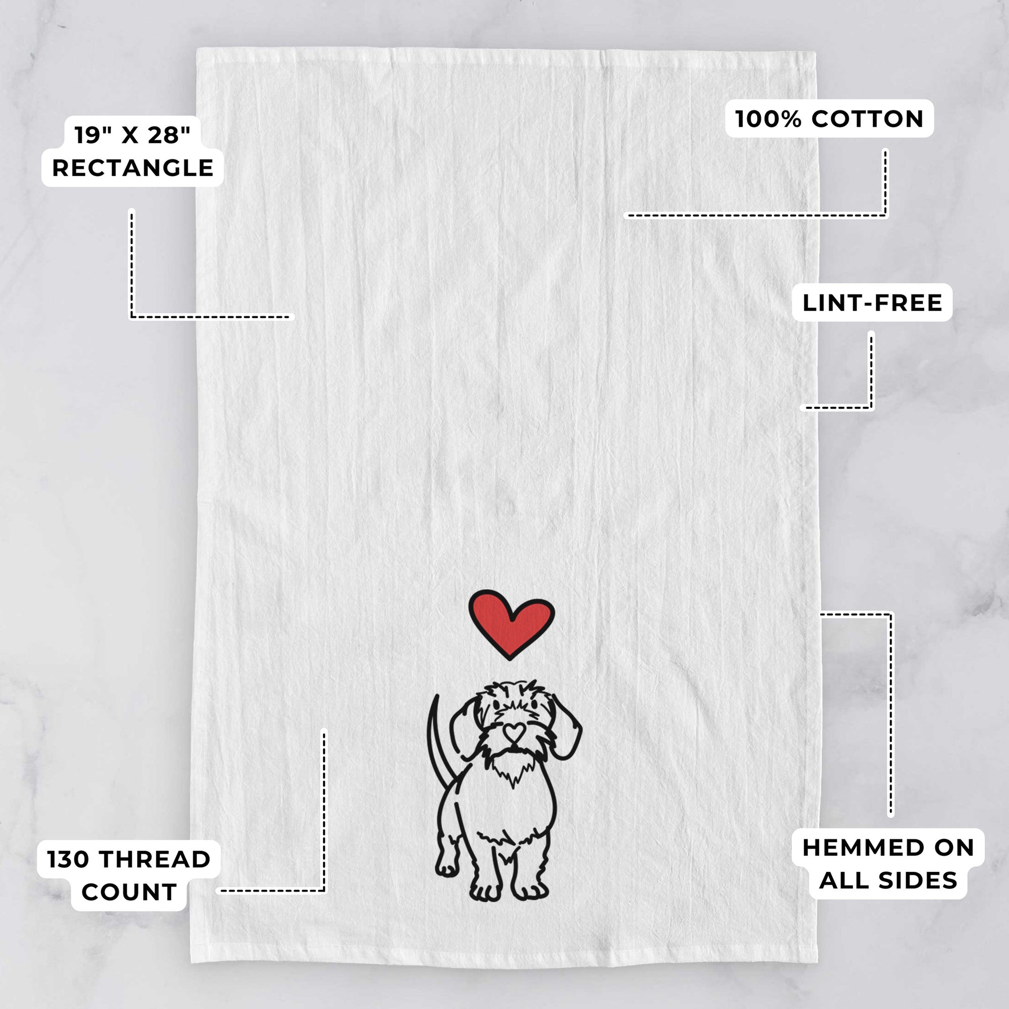 Love Always Wire Dachshund - Henry - Tea Towel