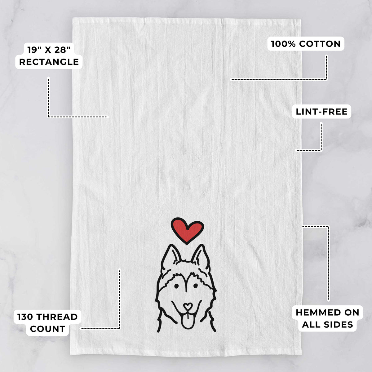 Love Always Siberian Husky - Tea Towel