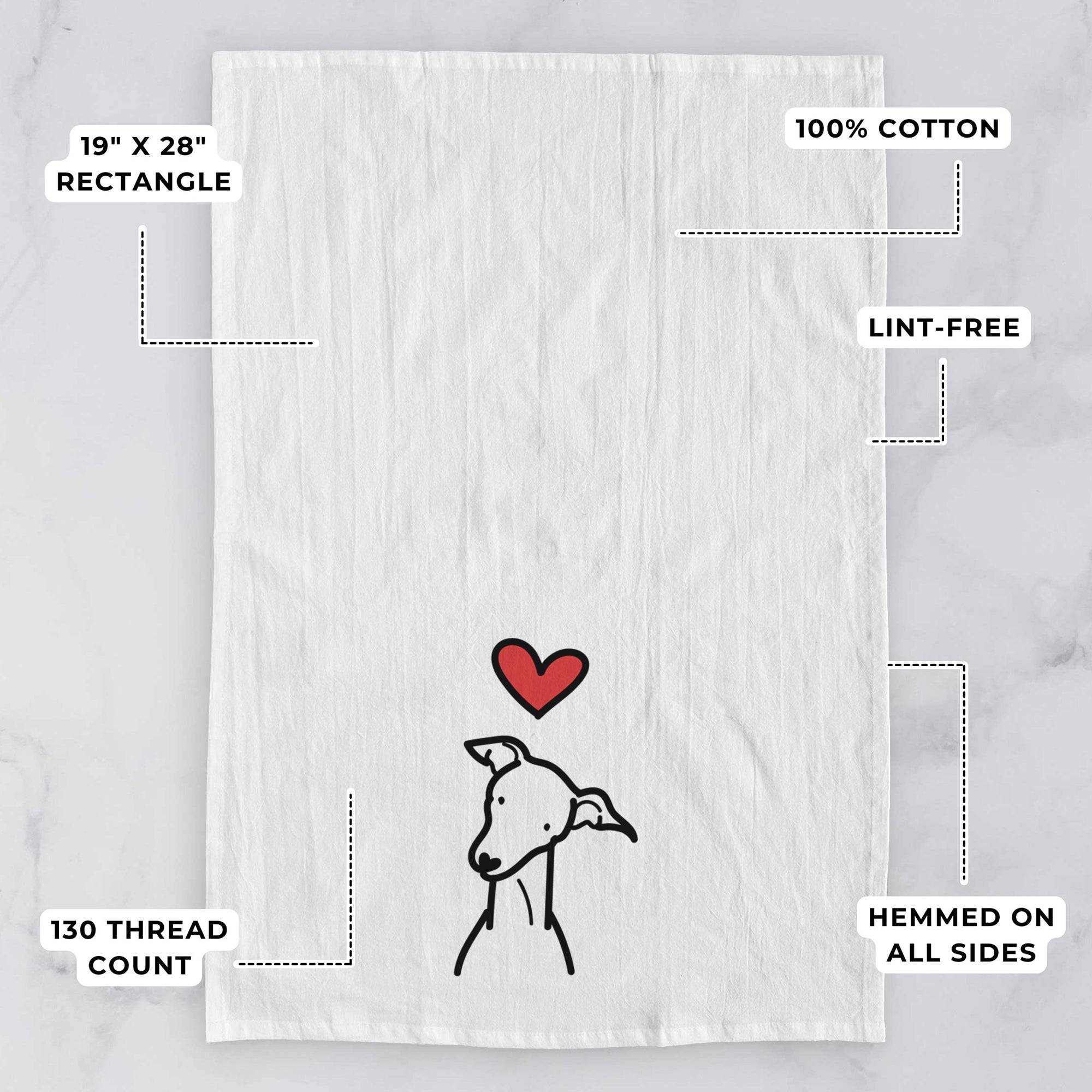 Love Always Italian Greyhound - Tea Towel