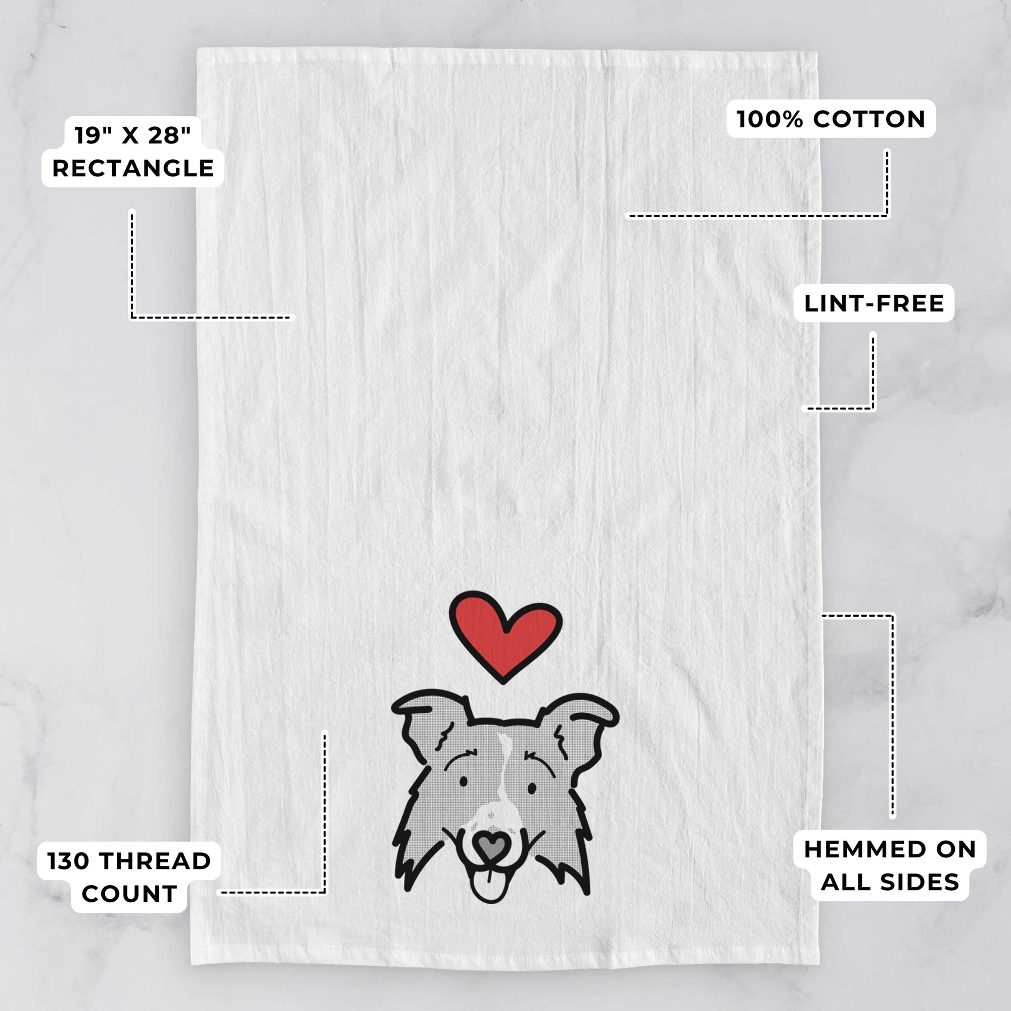 Love Always Border Collie 2.0 - Jam - Tea Towel