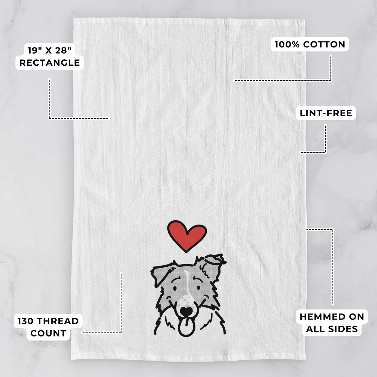 Love Always Border Collie - Jam - Tea Towel
