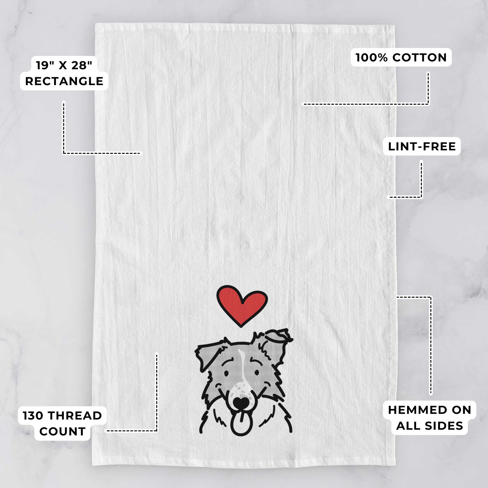 Love Always Border Collie - Jam - Tea Towel