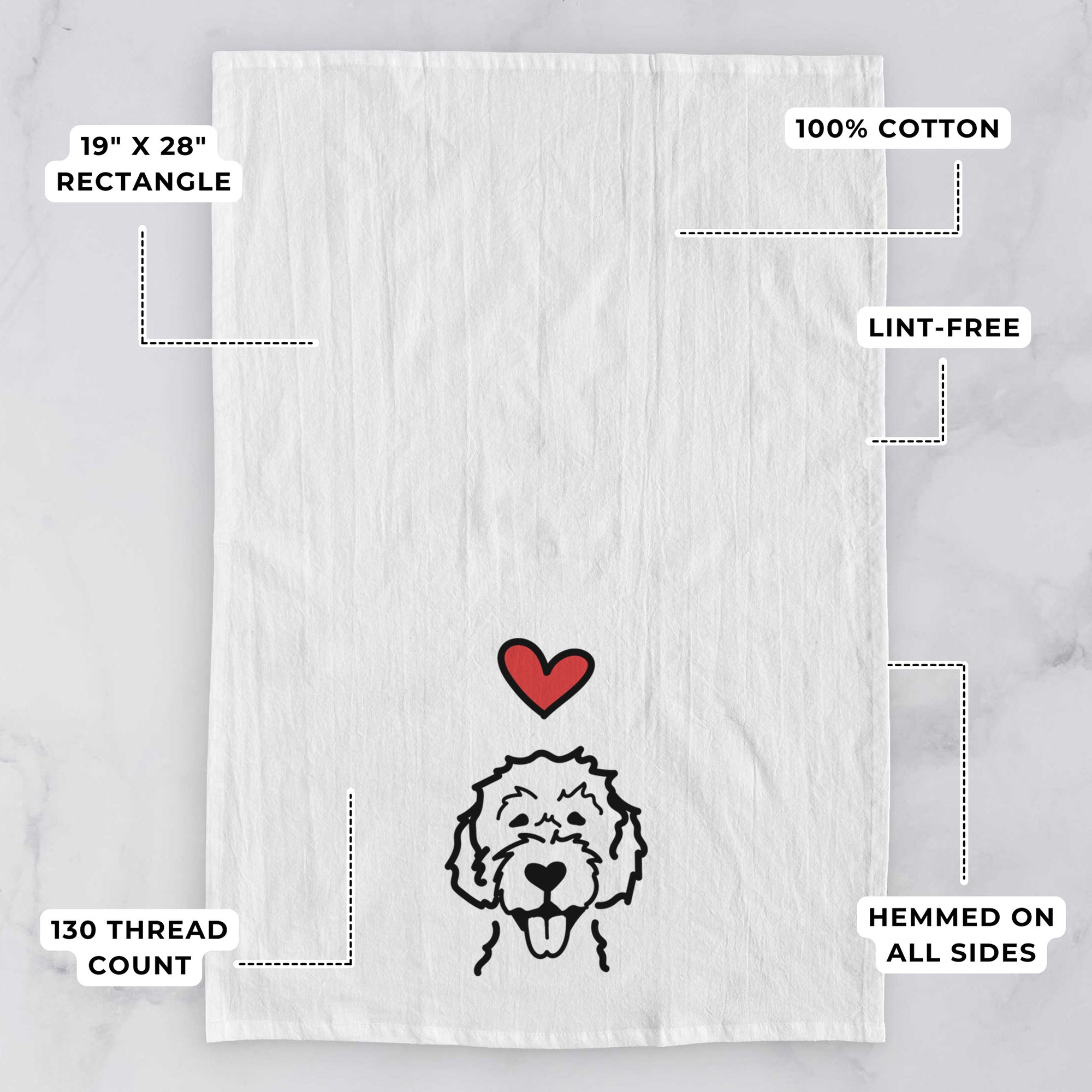 Love Always Labradoodle - Tea Towel