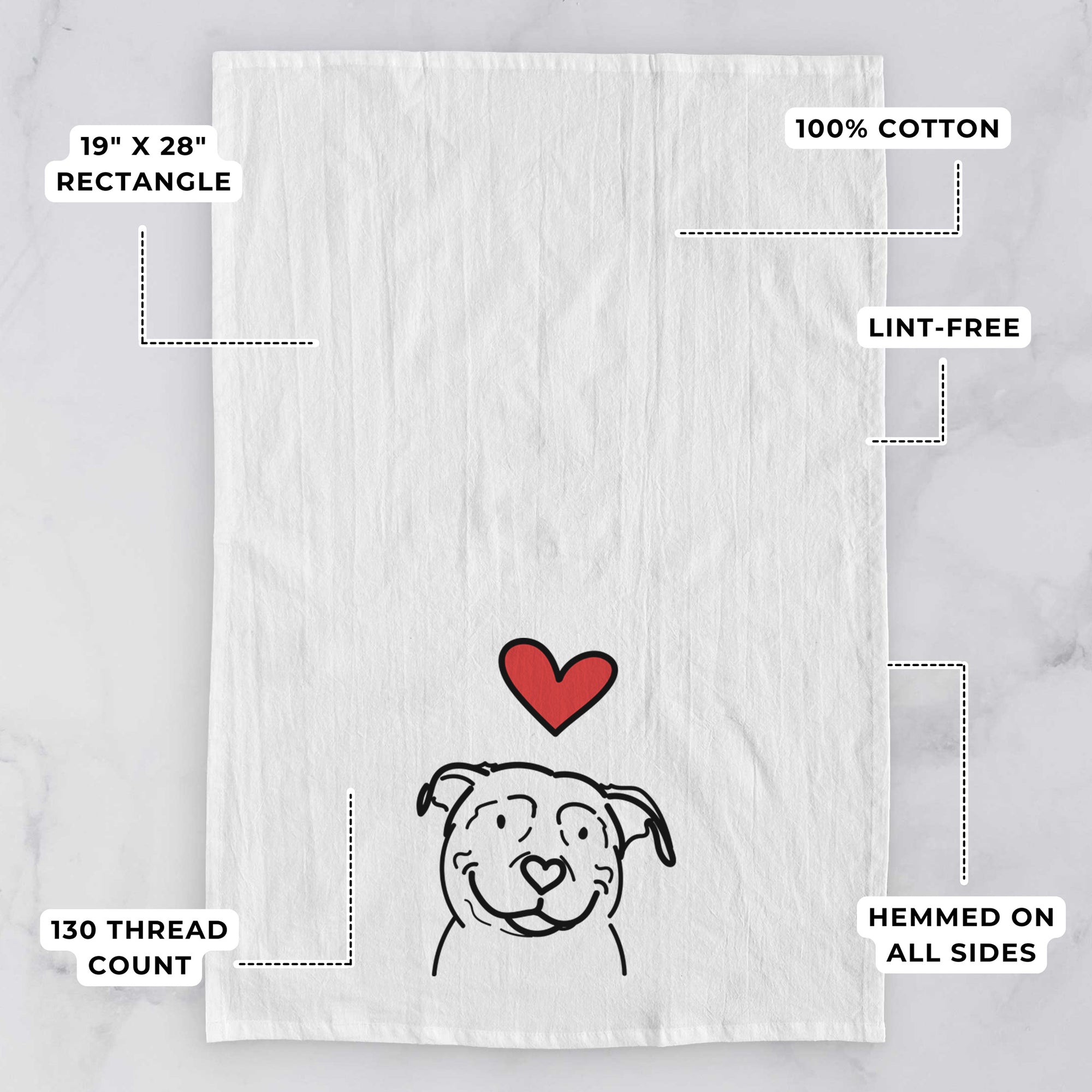 Love Always American Pitbull Terrier - Lady - Tea Towel