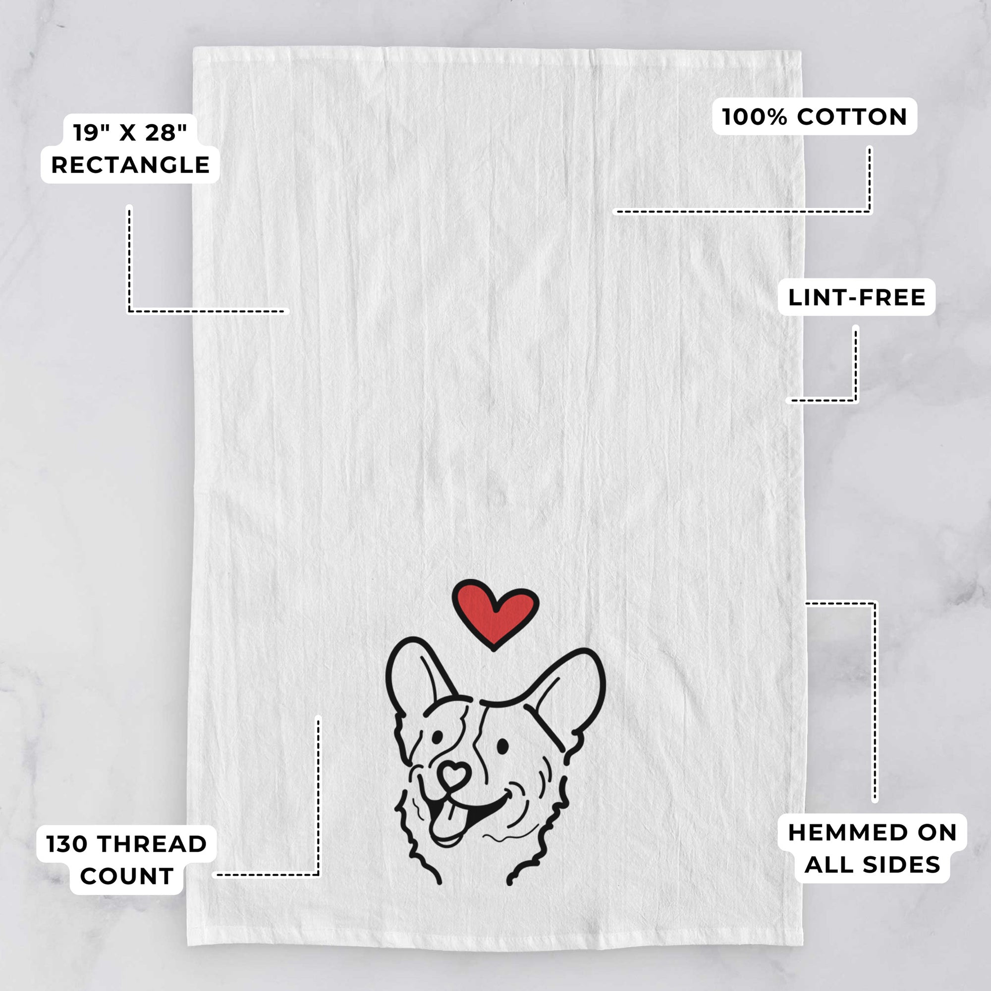 Love Always Corgi - Lily - Tea Towel