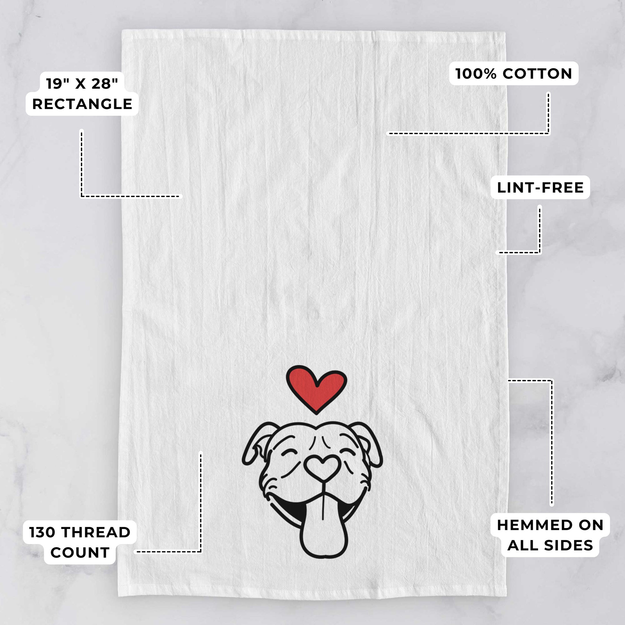 Love Always Pitbull - Louie - Tea Towel