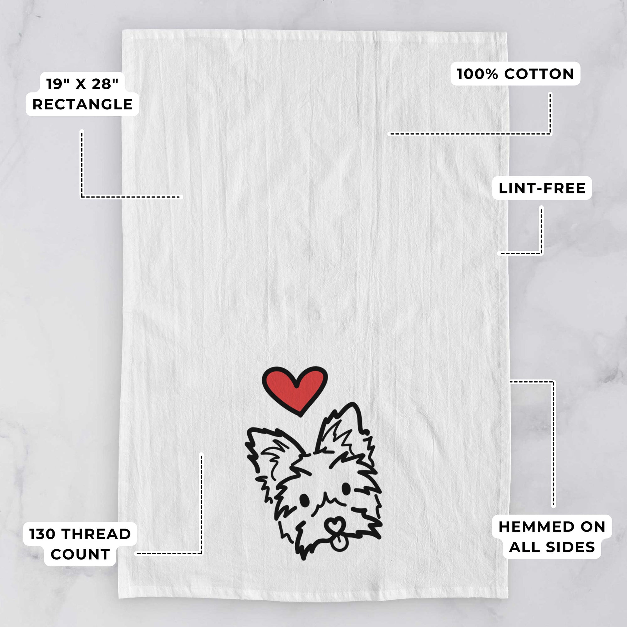 Love Always Yorkshire Terrier - Luna - Tea Towel