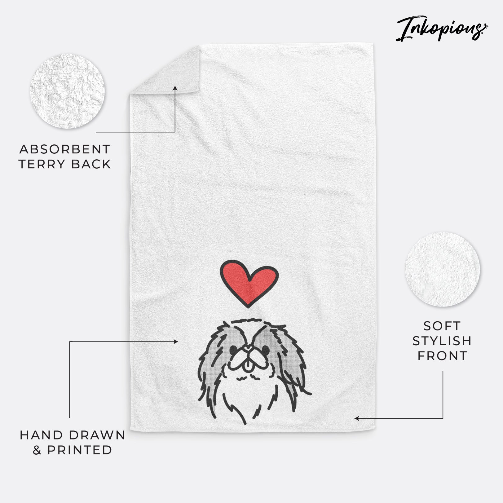 Love Always Japanese Chin - Macha - Decorative Hand Towel