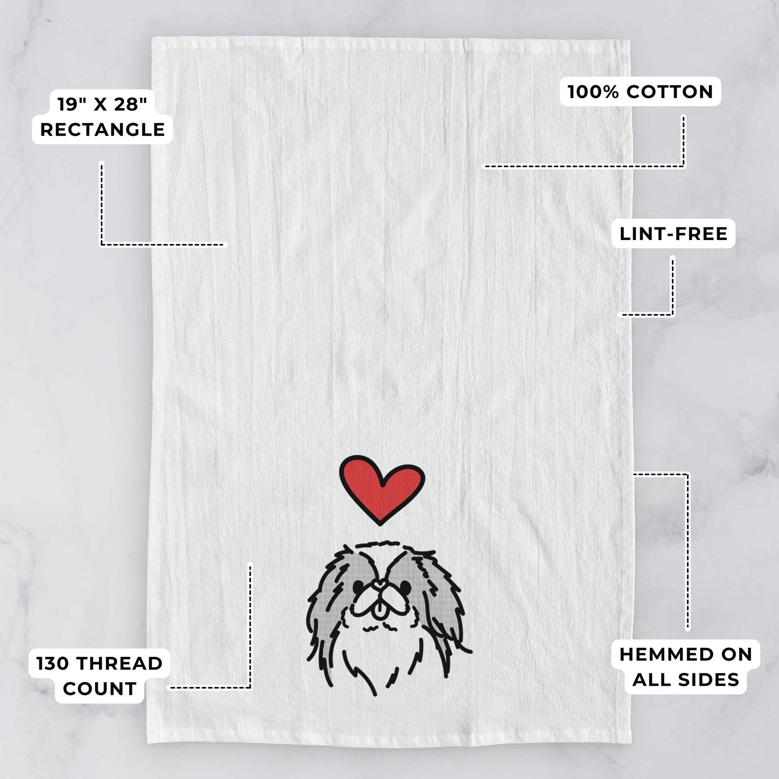 Love Always Japanese Chin - Macha - Tea Towel