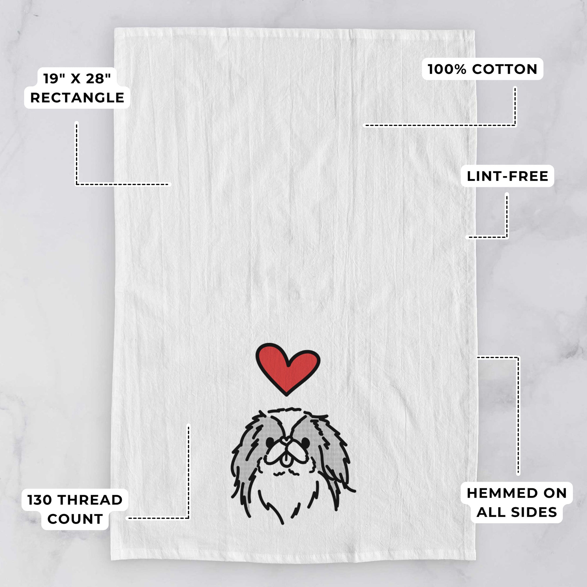 Love Always Japanese Chin - Macha - Tea Towel