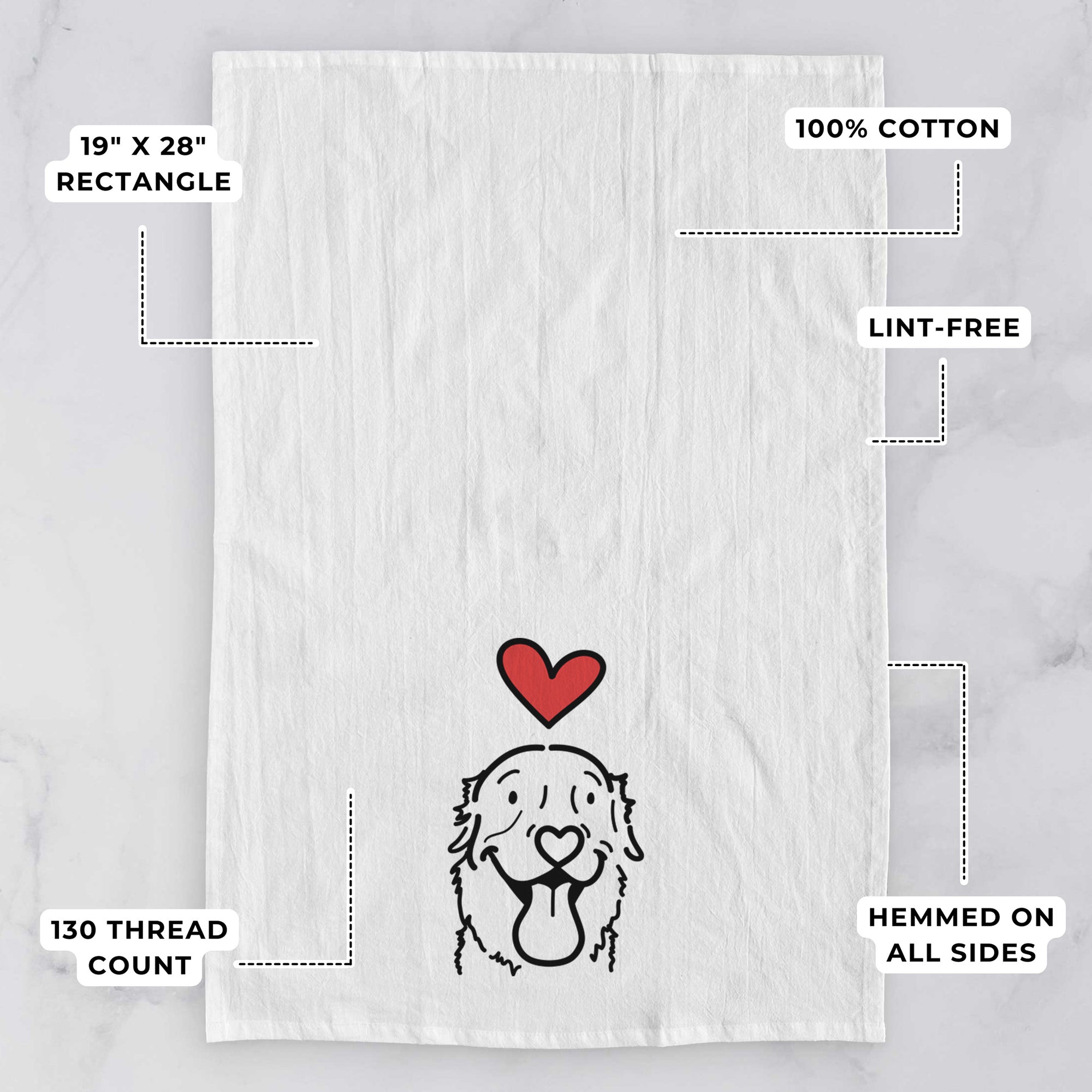 Love Always Golden Retriever - Maple - Tea Towel