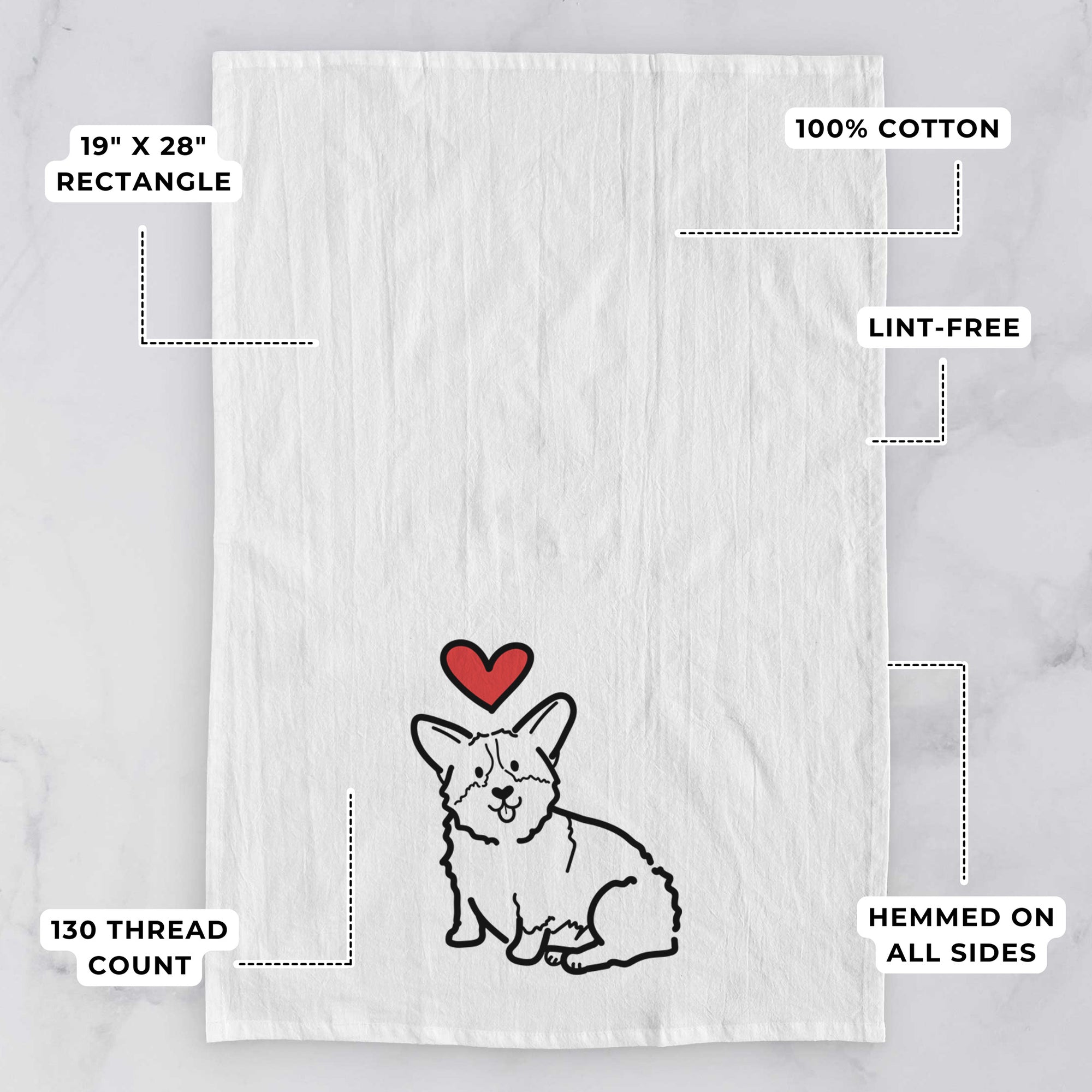 Love Always Pembroke Welsh Corgi - Millie - Tea Towel