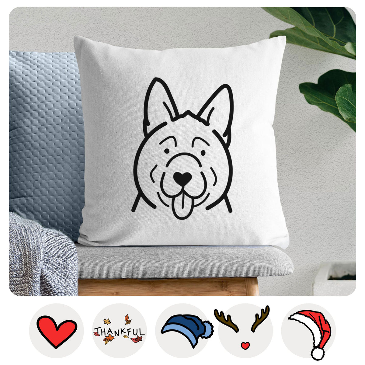 Love Always Akita - Throw Pillow Cover
